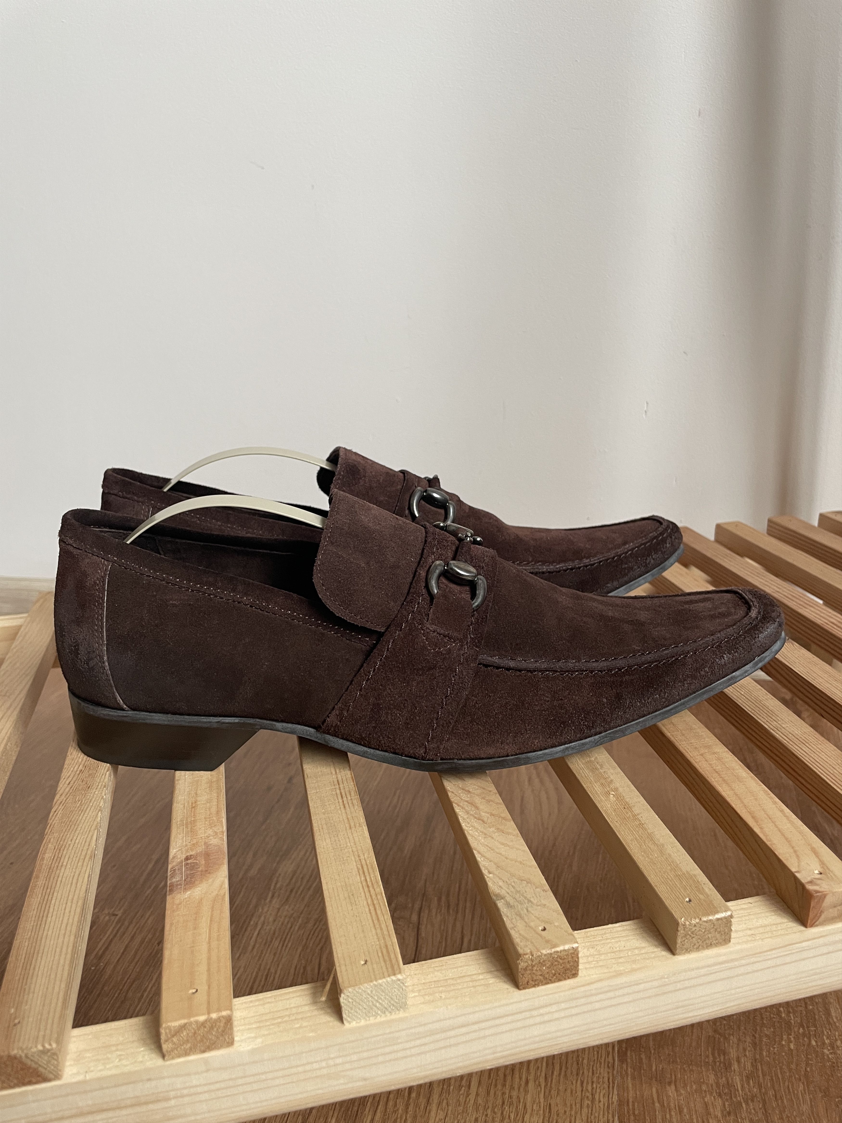 image of Jeffery West Black Line Suede Loafers Size Uk 8 in Brown, Men's
