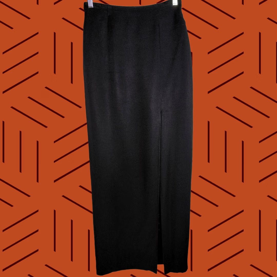Vintage LILLIE RUBIN Black Maxi Skirt Solid Women Size 6 Size 28" / US 6 / IT 42 - 1 Thumbnail