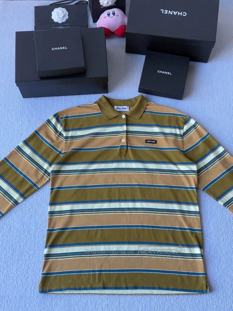 Miu Miu Miu Miu Size XS Striped PoLo shirt Size XS / US 0-2 / IT 36-38 - 1 Thumbnail