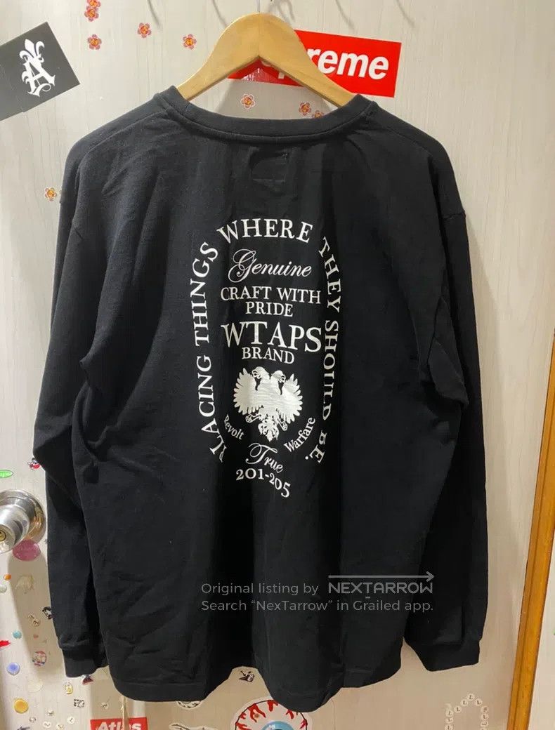 Wtaps Wtaps Double Eagle Black Gold Logo Long Sleeve T-Shirt Size US M / EU 48-50 / 2 - 3 Thumbnail