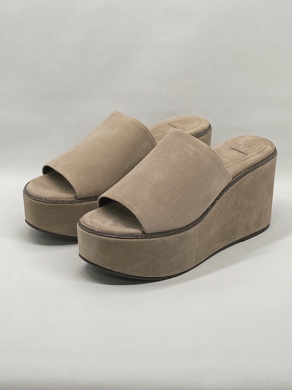 Brunello Cucinelli Brunello Cucinelli Suede Monili Platform Sandals size 38 Size US 8 / IT 38 - 4 Thumbnail