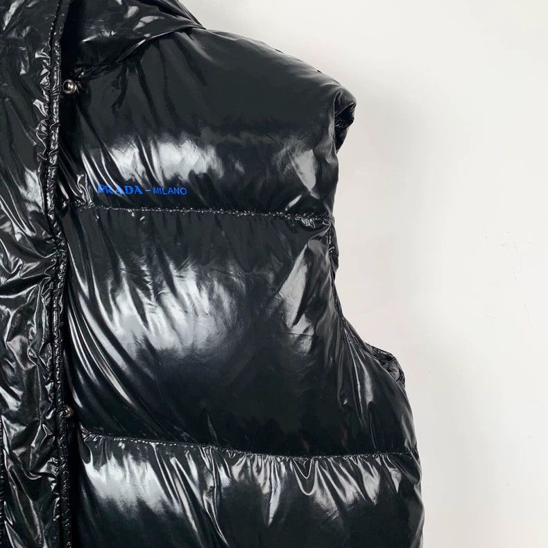 Prada Prada Size 36 Black glossy logo letter hooded zipper down j Size US XXS / EU 40 - 3 Thumbnail