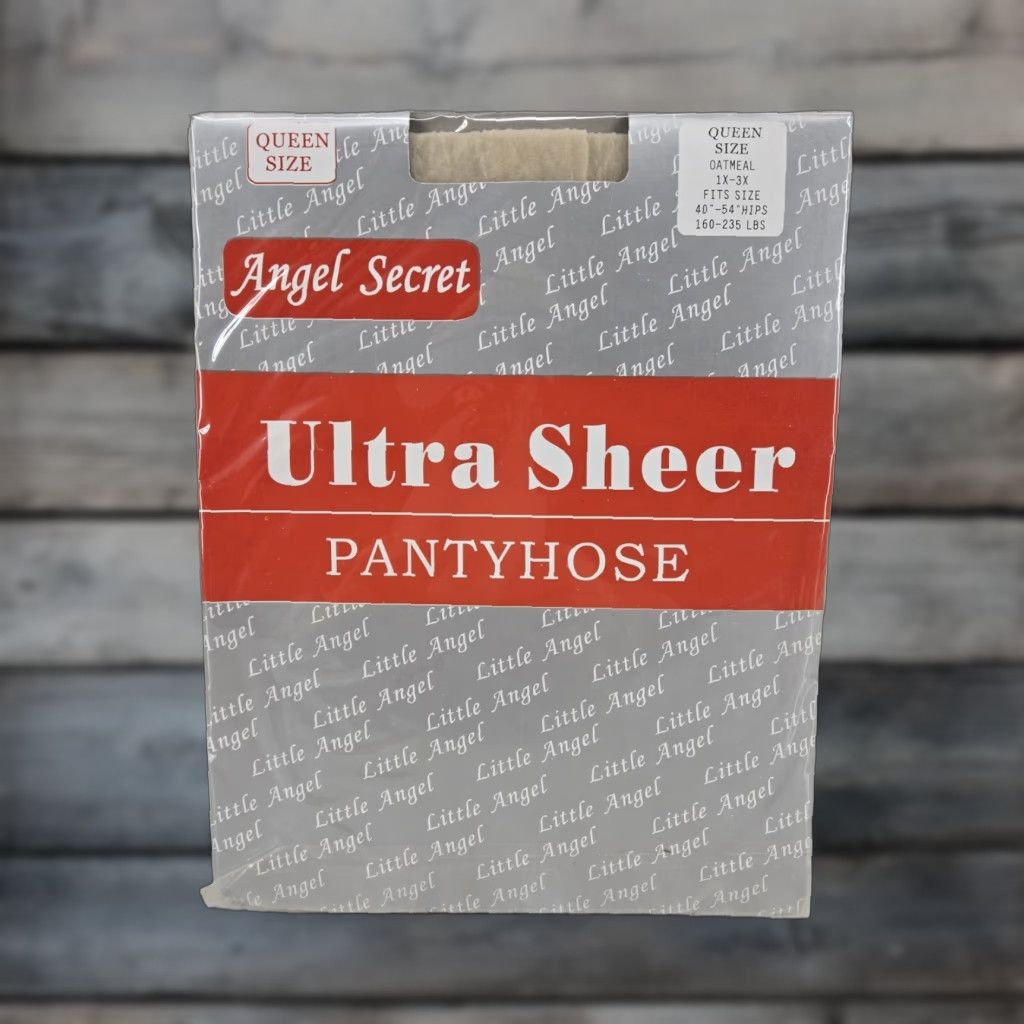 Vintage VINTAGE Angel Secret Pantyhose Ultra Sheer Queen Size OATMEAL 1X-3X Women Pantyhose Sheer Nylon Blend Opacity Ultra Sheer Size 40" / US 18 - 1 Thumbnail