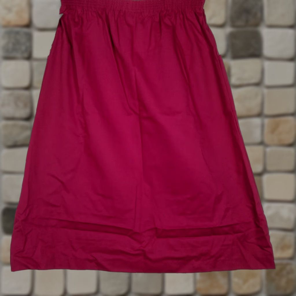 Vintage VINTAGE Land' n Sea Skirt 18 Maroon A-Line Midi Elastic Pull On Pockets Womens Cotton Polyester Twill Classic Modest Office Wear 50" Hips 30" Waist Size 40" / US 18 - 1 Thumbnail