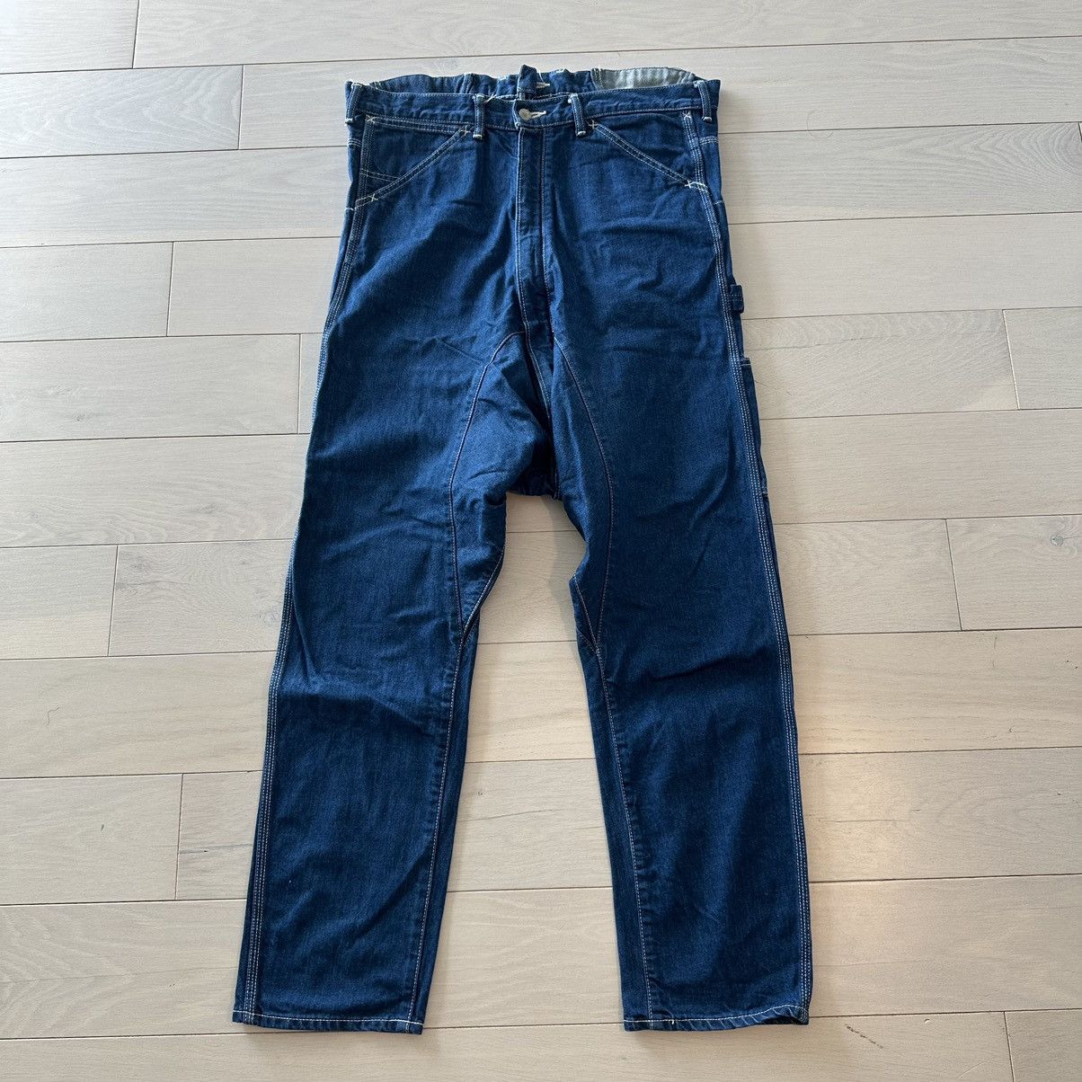 image of Comme Des Garcons x Ganryu Comme Des Garcon Drop Crotch Split Denim Pants L 32 in Blue, Men's
