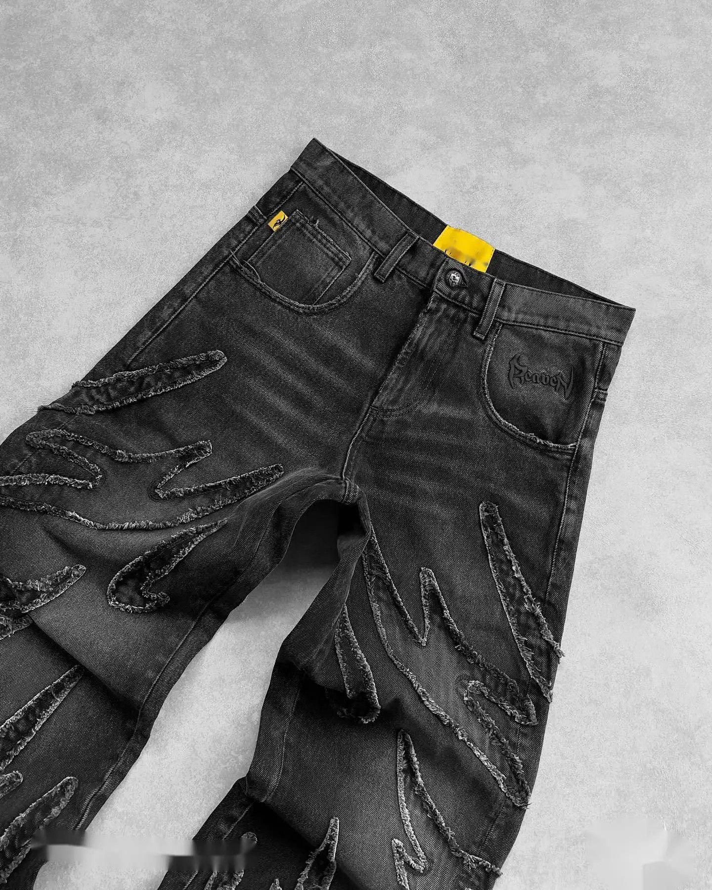 Jean × Vintage Retro Black Baggy Jeans Size US 33 - 3 Thumbnail
