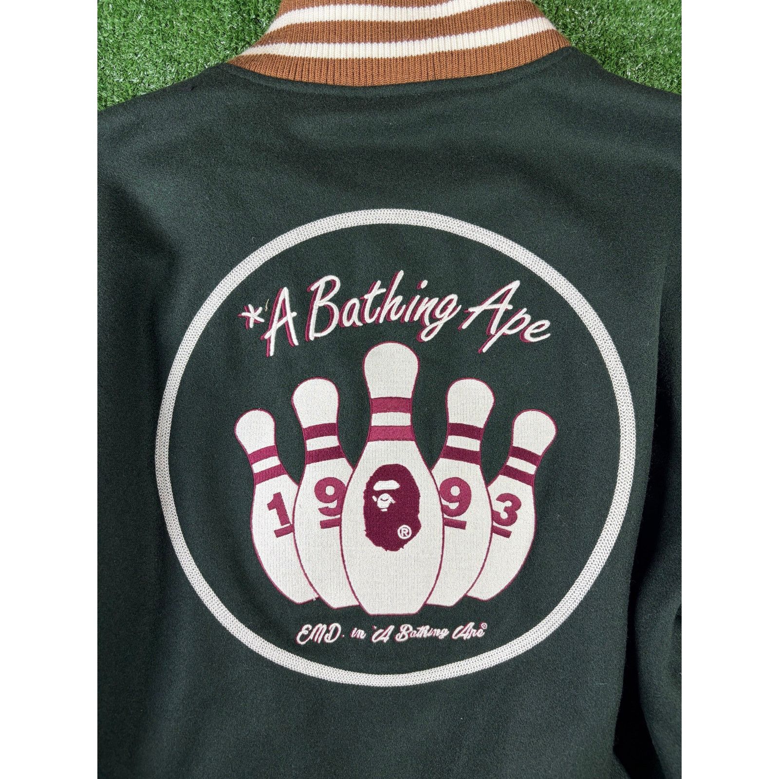 Bape Bape X END. 'Bowling Pins' Green Varsity Jacket Size XL Size US XL / EU 56 / 4 - 7 Thumbnail