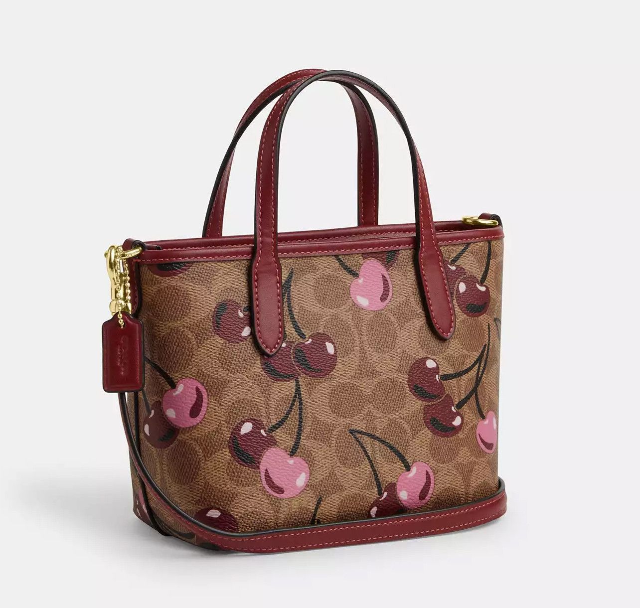 Coach 🍒 City Mini Tote Bag In Signature Canvas With Cherry CY737 Size ONE SIZE - 9 Thumbnail
