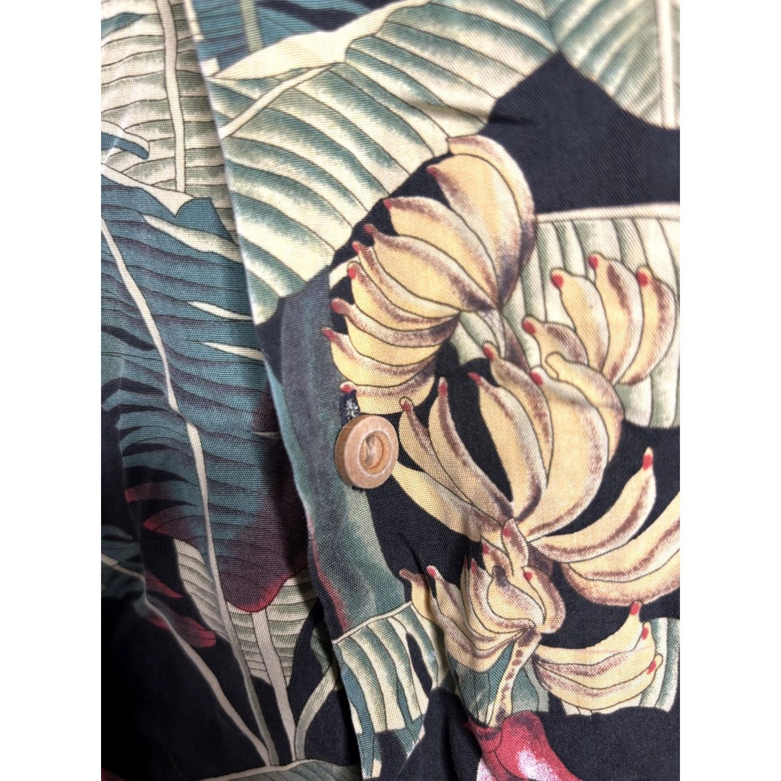 Paradise Found Paradise Found Shirt Mens Large Black Banana Leaf Hawaiian Camp Button Front Size US L / EU 52-54 / 3 - 4 Thumbnail