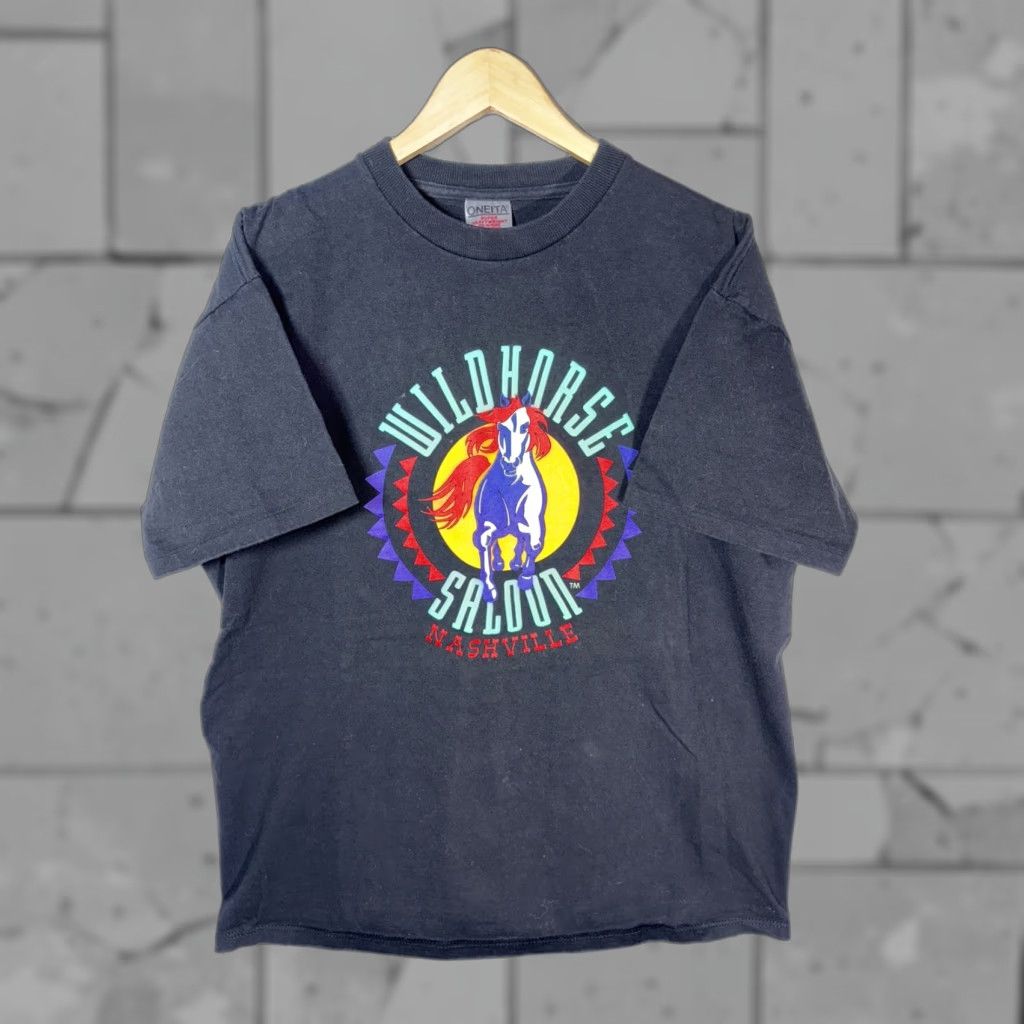 Vintage VINTAGE 90s ONEITA T-Shirt Black XL Mens Single Stitch Wildhorse Saloon Nashville USA Stitch Shirt Size US XL / EU 56 / 4 - 1 Thumbnail