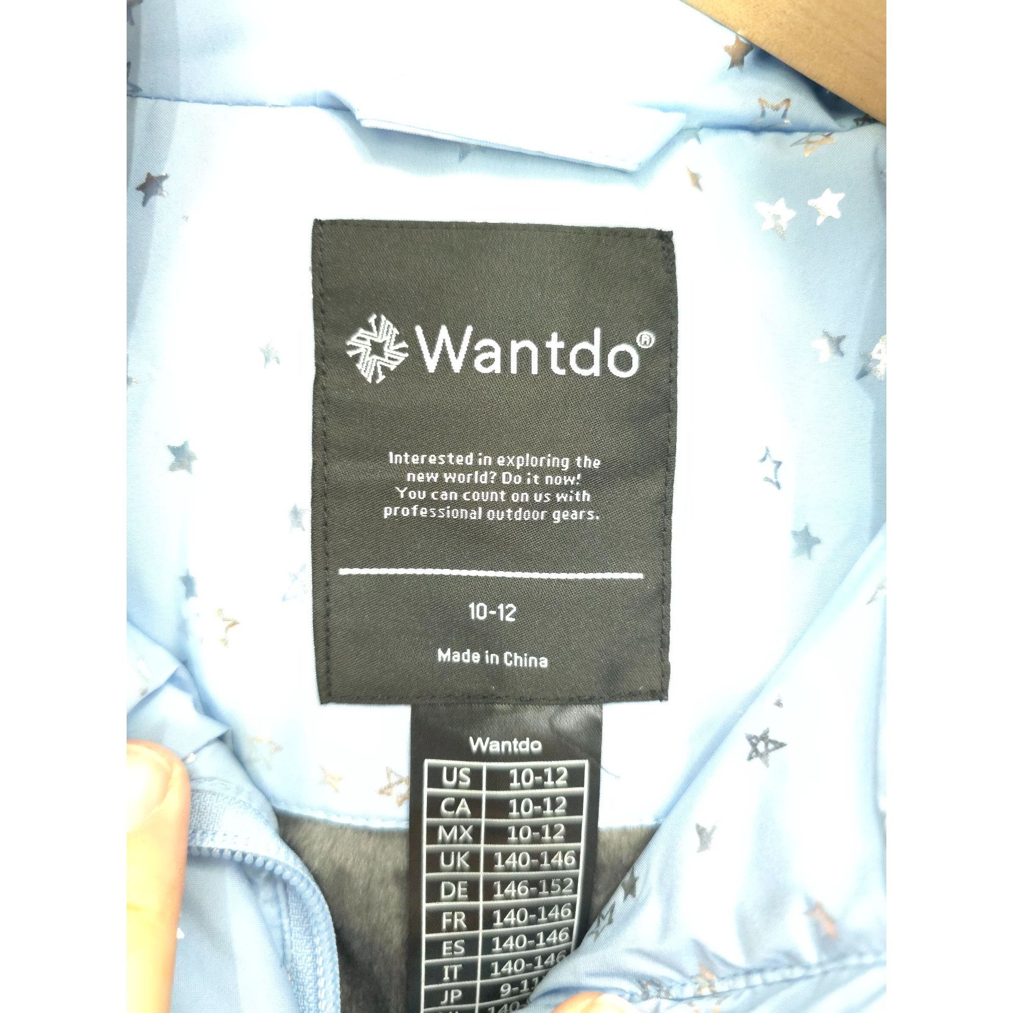 Other Wantdo Girls Winter Coat 10-12 Blue Star Print Faux Fur Hood Size L / US 10 / IT 46 - 4 Thumbnail