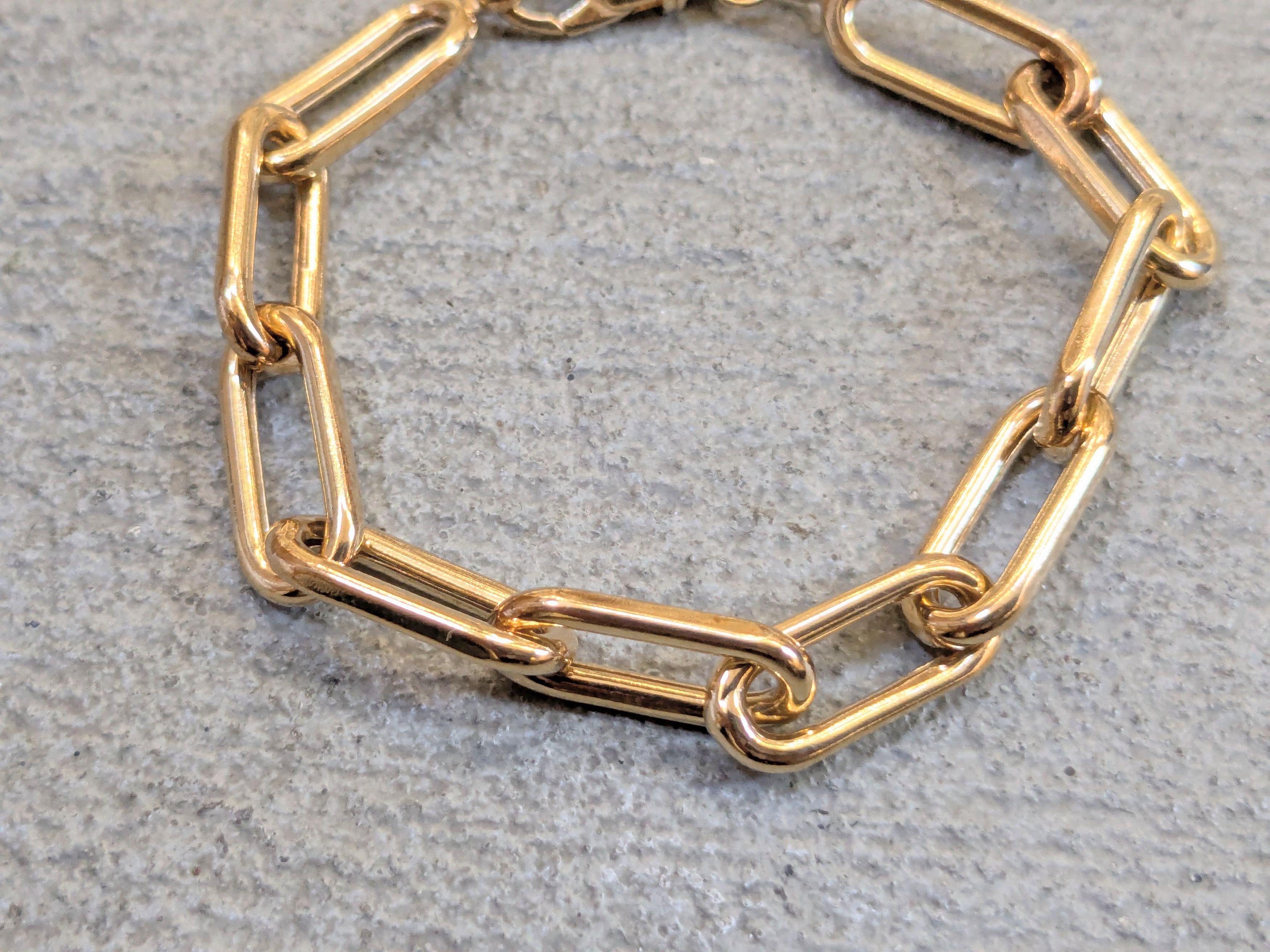 Jewelry Vintage Sterling Silver Paperclip Bracelet Gold Vermeil 7" Size ONE SIZE - 2 Thumbnail