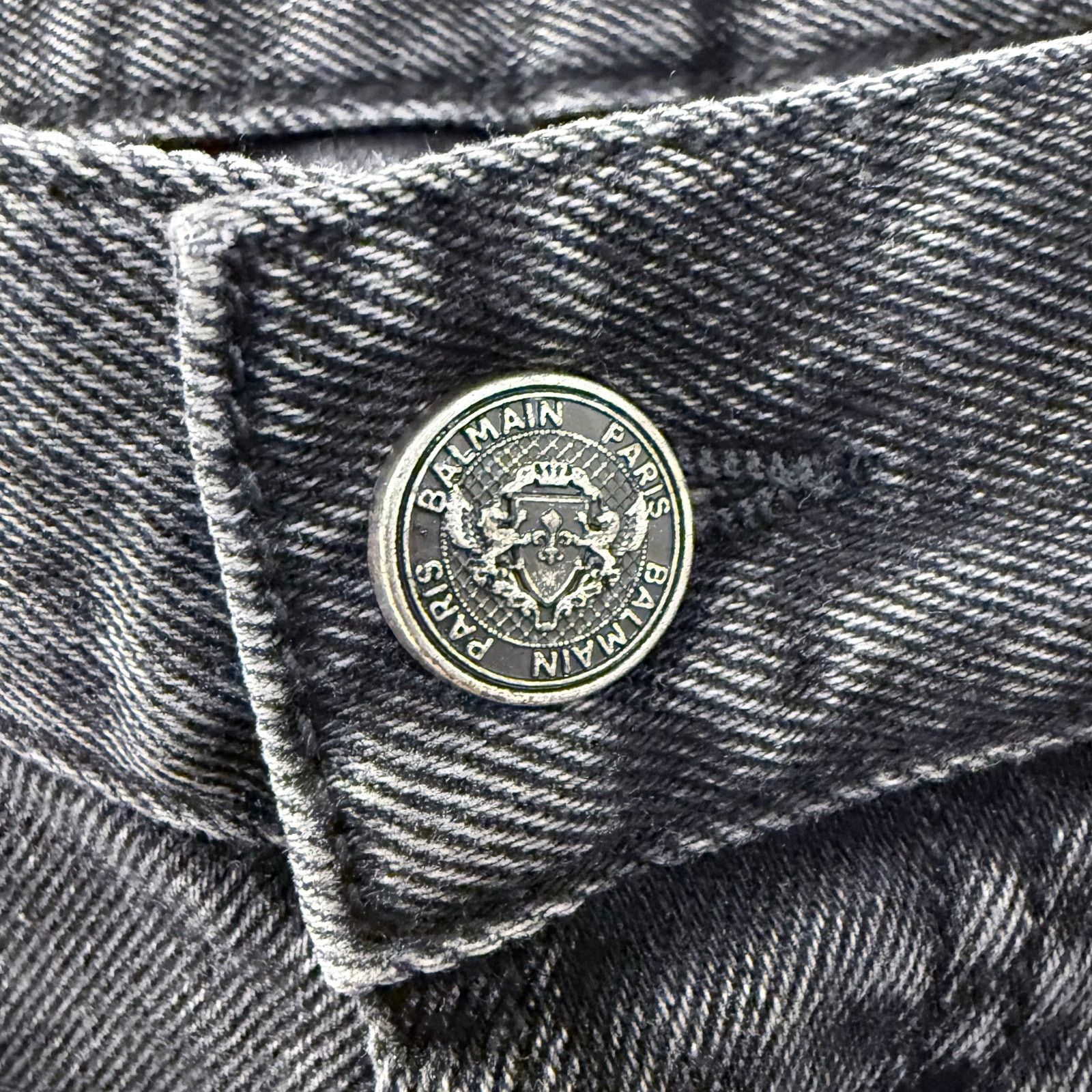 Balmain NWT $1350 Value Balmain Biker Jeans Washed Black Moto Denim Size US 33 - 3 Thumbnail