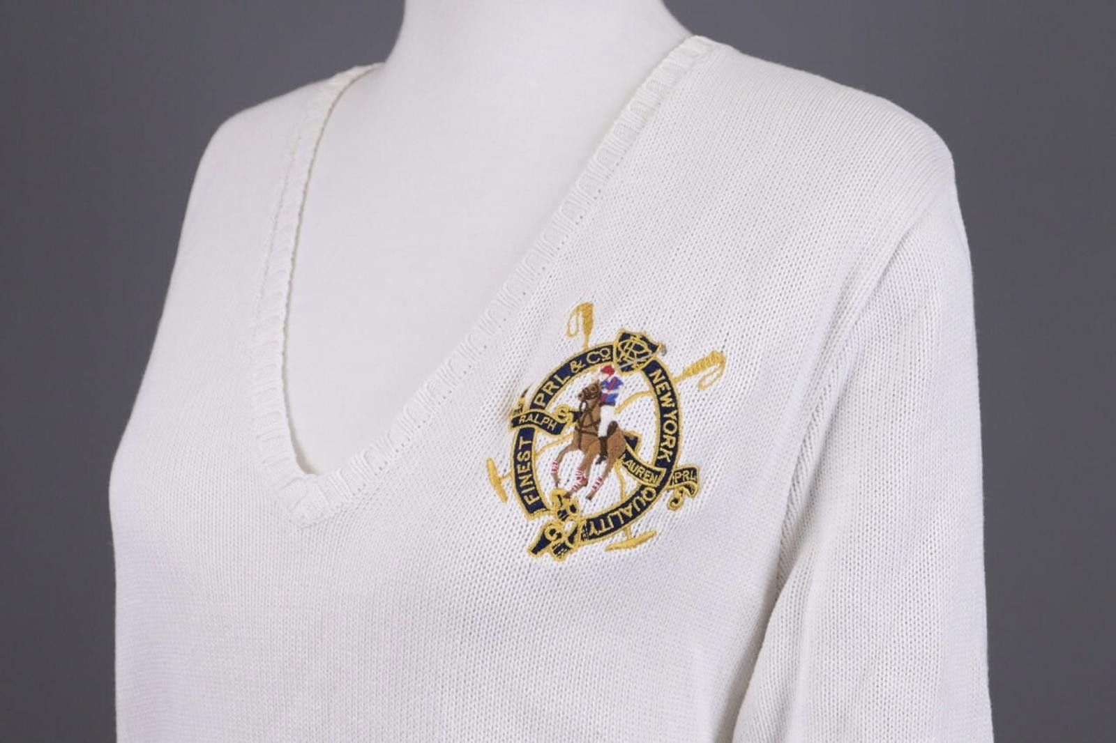 Ralph Lauren Sport Ralph Lauren Sport White V-Neck Knit Sweater Size XL Size XL / US 12-14 / IT 48-50 - 8 Thumbnail