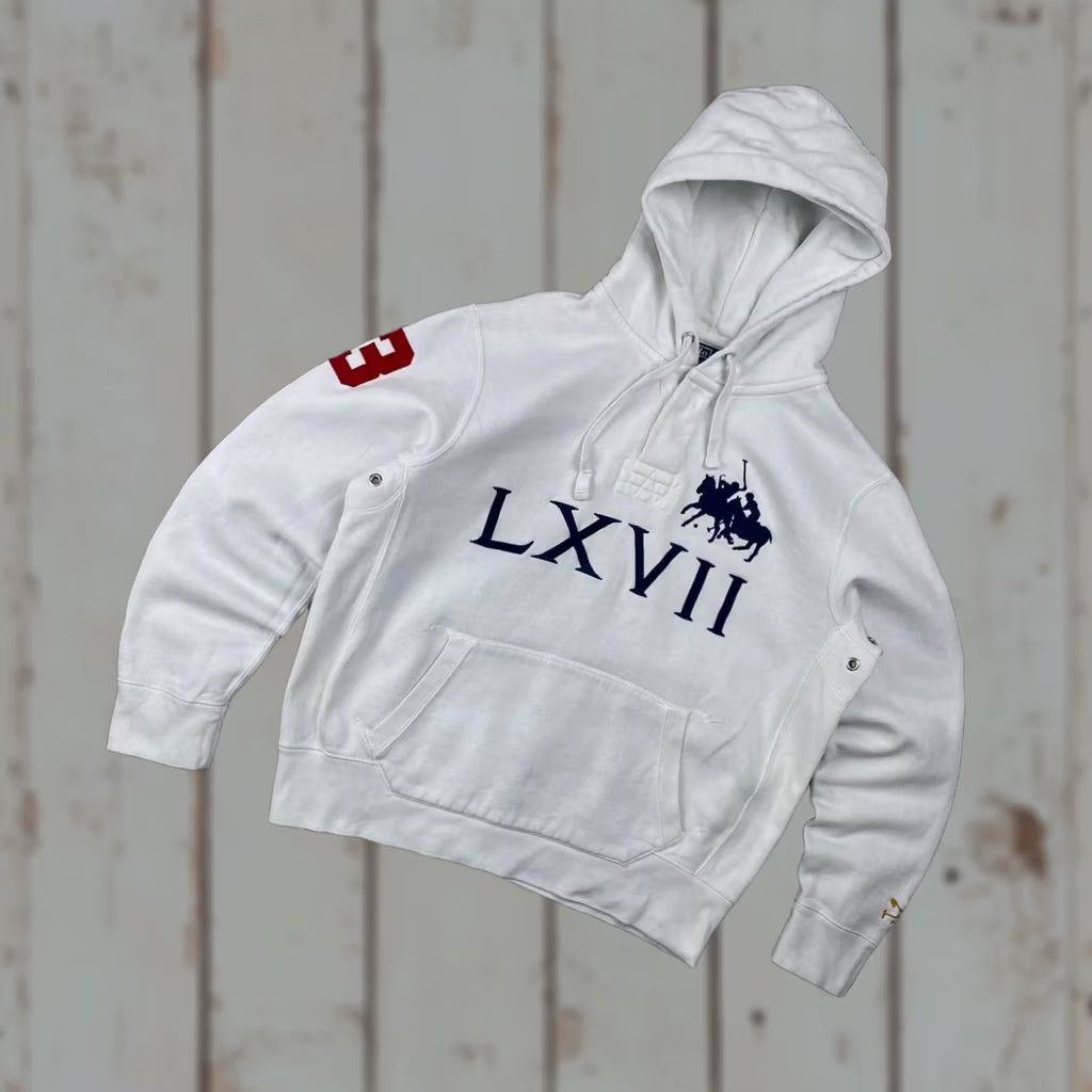 Polo Ralph Lauren VINTAGE Polo Ralph Lauren Hoodie 90s Double Big Pony LXVII Men Size L White Size US L / EU 52-54 / 3 - 1 Thumbnail