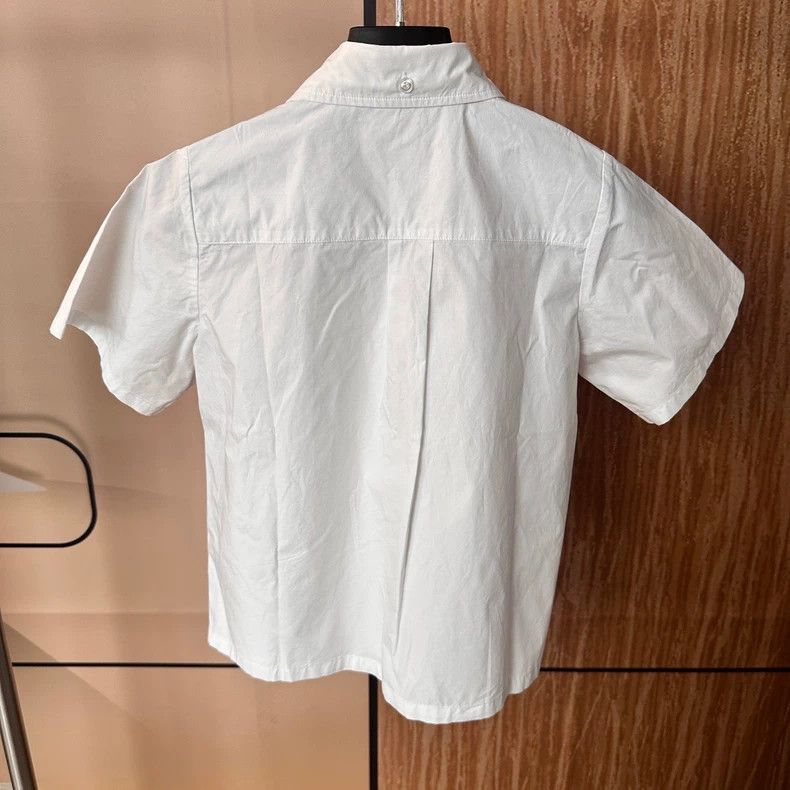 Prada Prada Size 36 White triangle short-sleeved shirt 2501-Nexta Size US XXS / EU 40 - 2 Thumbnail