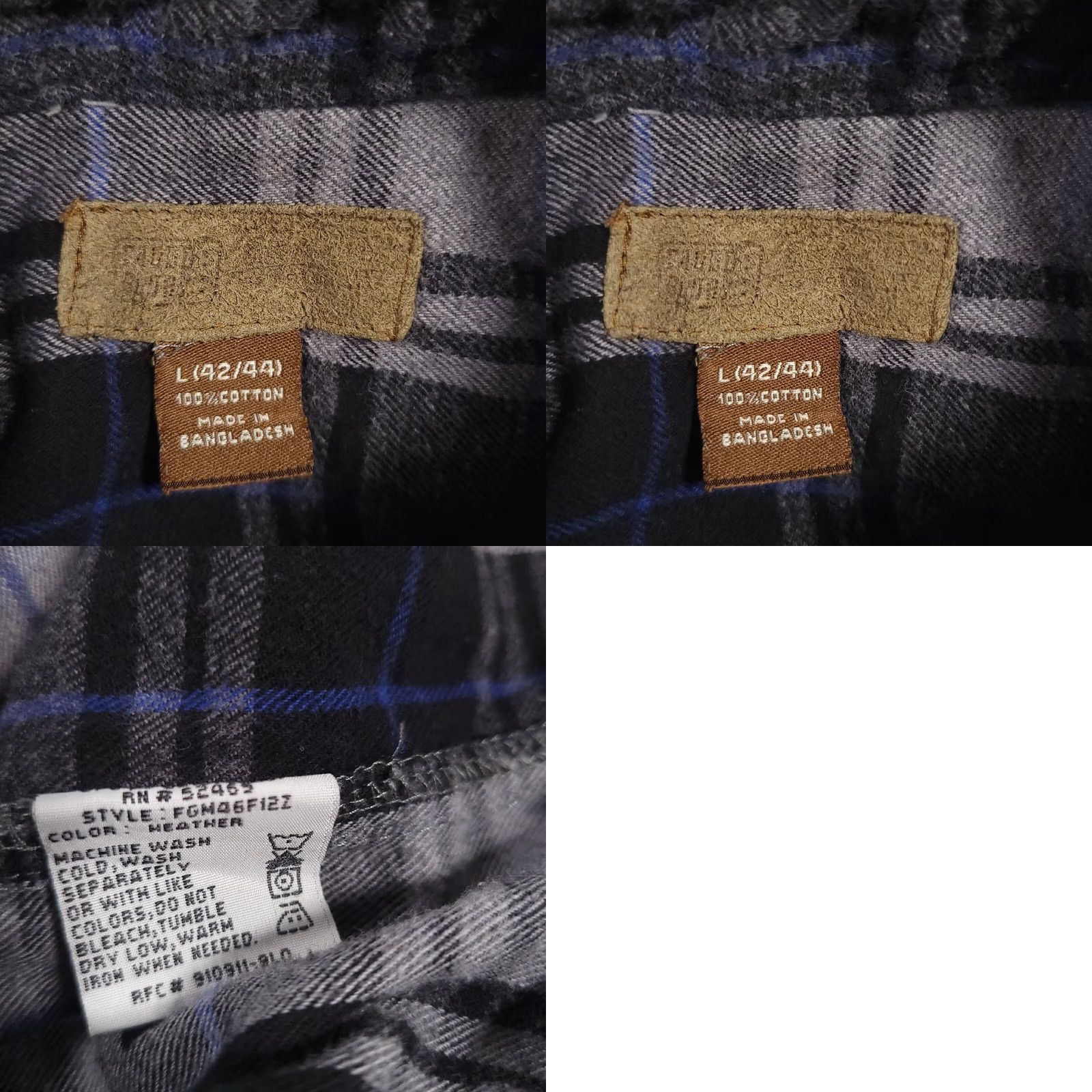 Faded Glory Faded Glory Shirt Adult Large Gray Black Plaid Flannel Long Sleeve Casual Mens Size US L / EU 52-54 / 3 - 9 Thumbnail