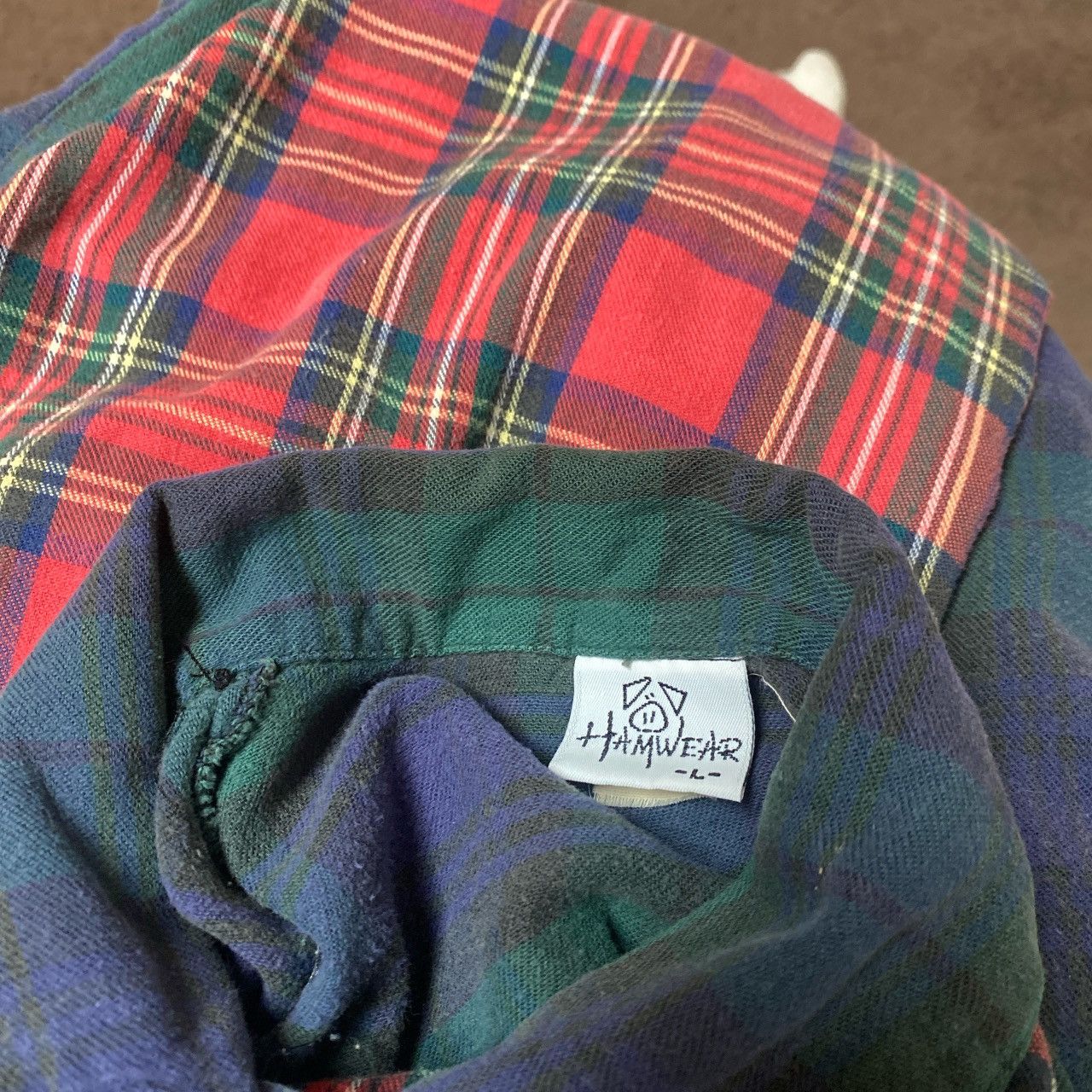 Vintage 90s Hamwear Mismatch Plaid Button Up Size US L / EU 52-54 / 3 - 3 Thumbnail
