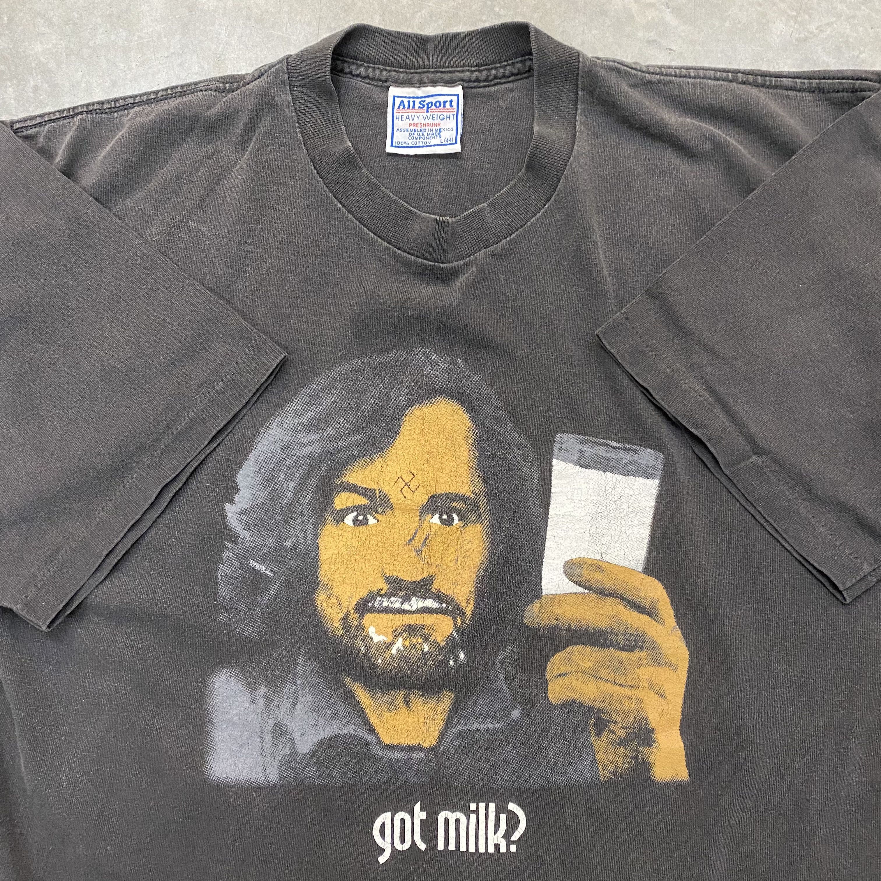 VTG Faded 90s Charles Manson Graphic T Shirt Single Stitch