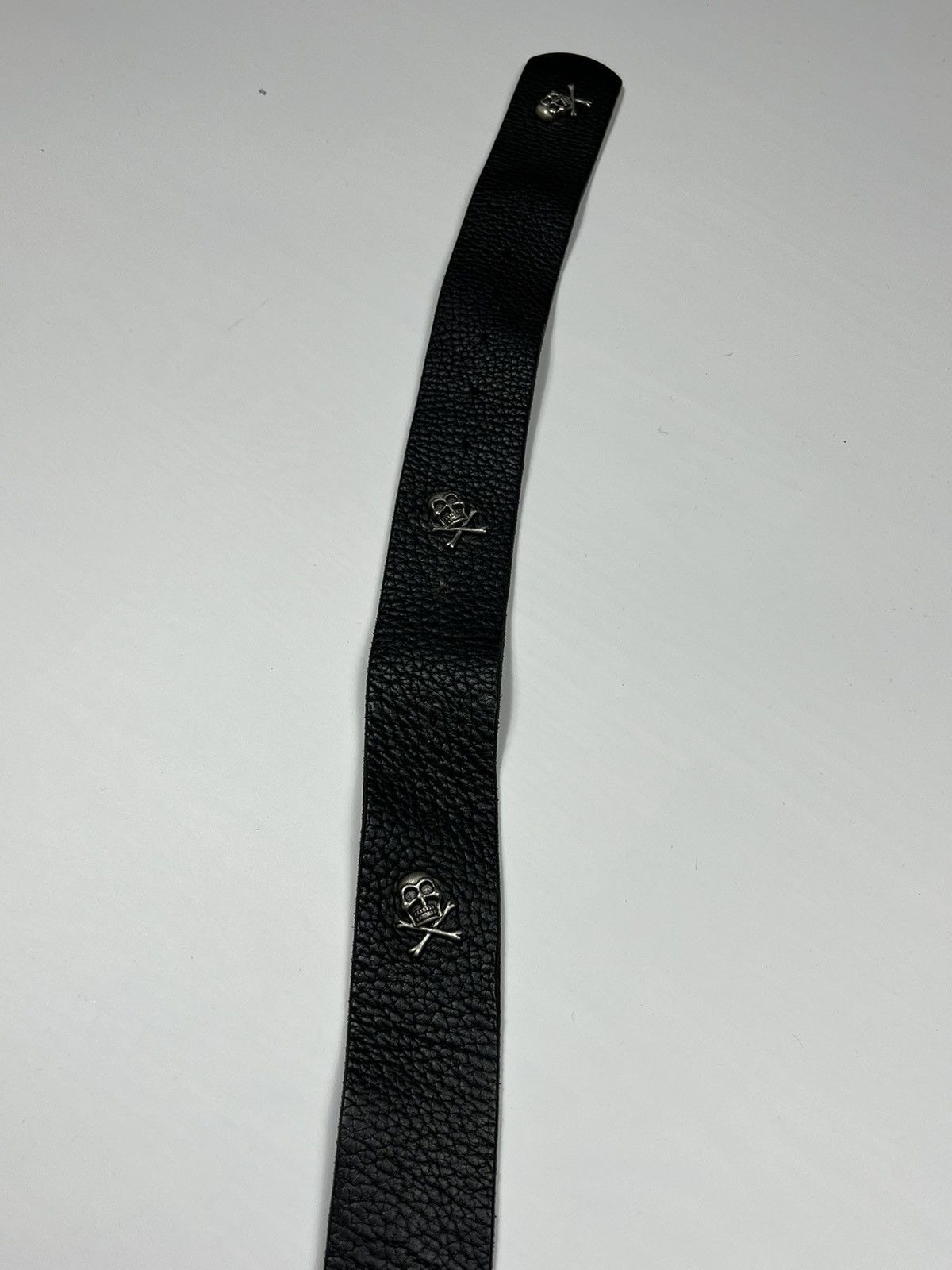 Leather Skeleton Skull Leather Belt Punk Y2K Size 110 cm Size ONE SIZE - 5 Thumbnail