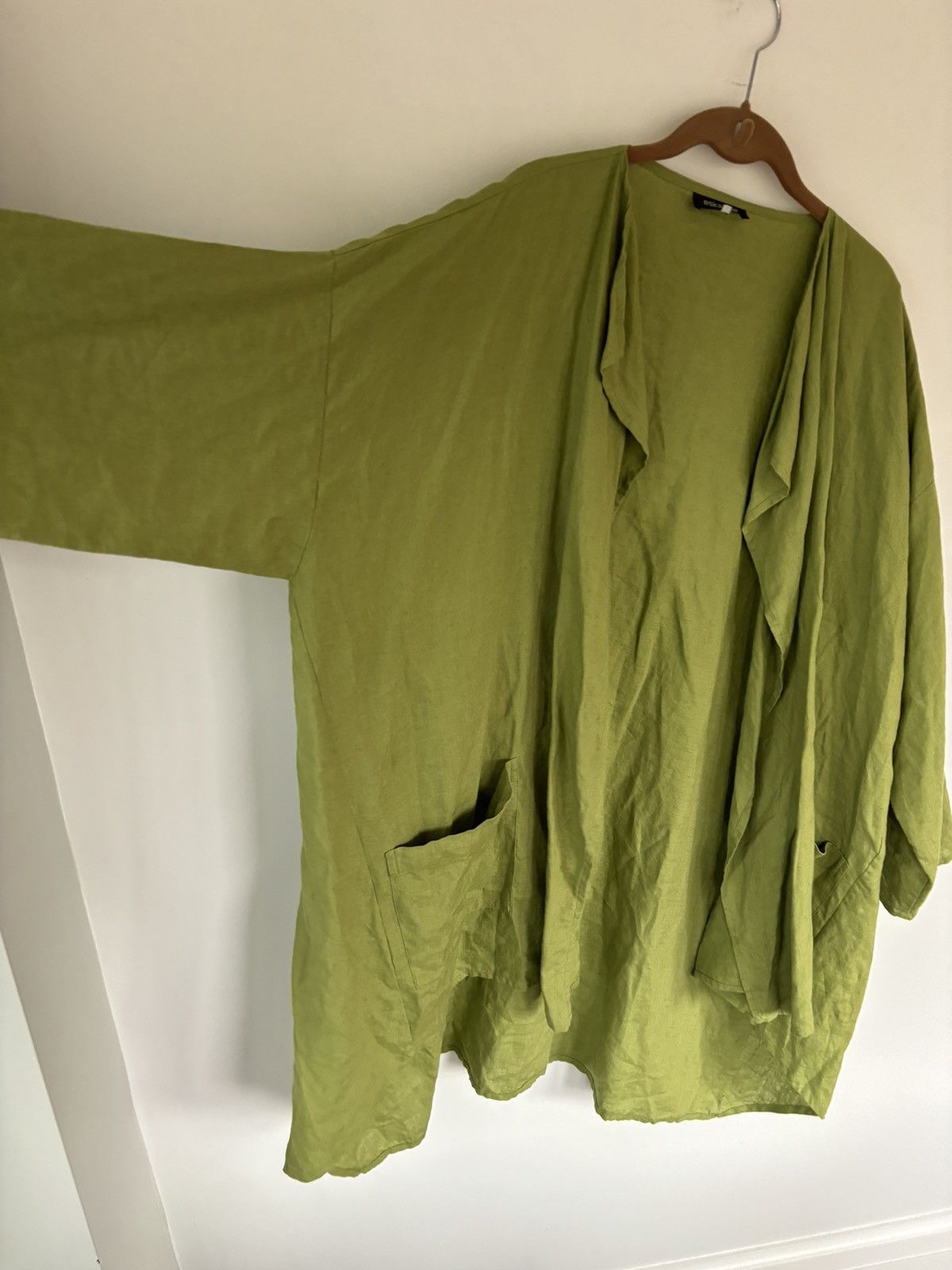 Designer × Vintage × eskandar Eskandar Linen Overshirt Prada Green Drapey Slouch Long Open Size ONE SIZE - 5 Thumbnail