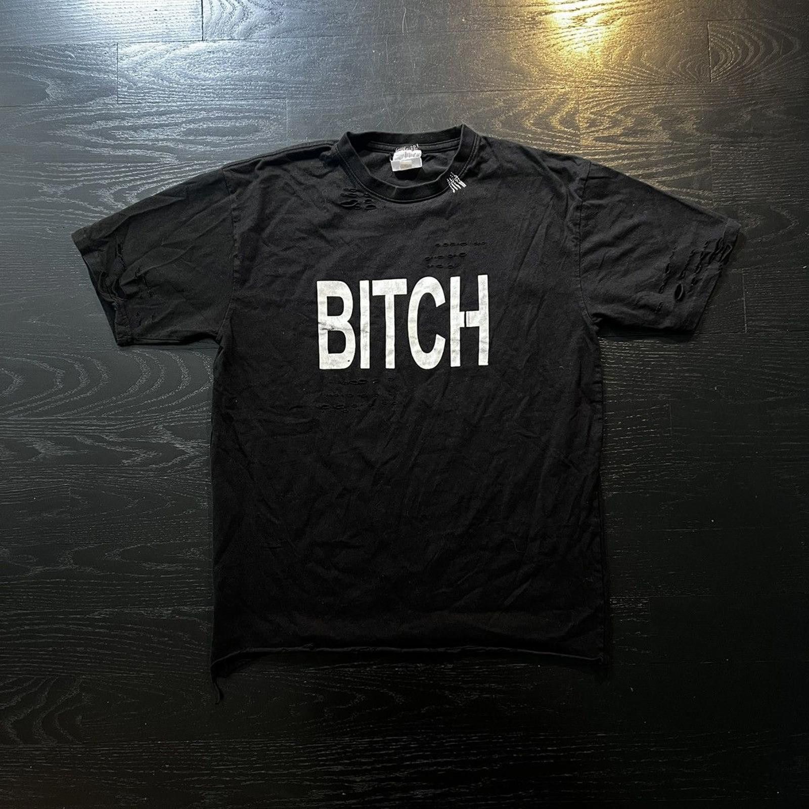 Designer × Ends Repair 1 of 1 Ends Repair Black Distressed “Bitch” Print T-Shirt Size US L / EU 52-54 / 3 - 1 Thumbnail