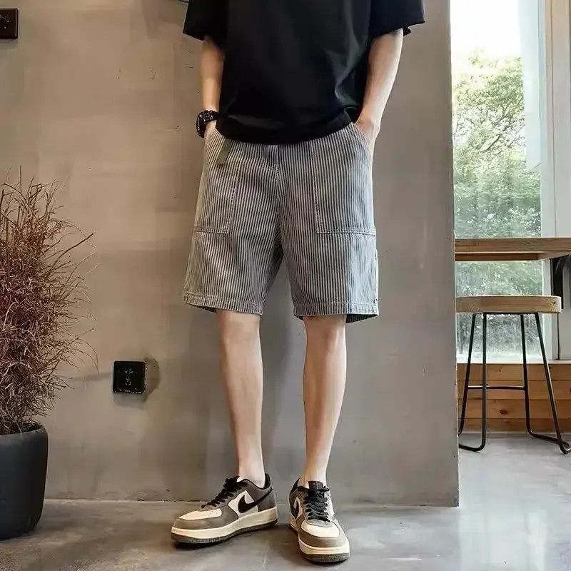 Japanese Brand Retro casual striped denim shorts Size US 32 / EU 48 - 1 Thumbnail