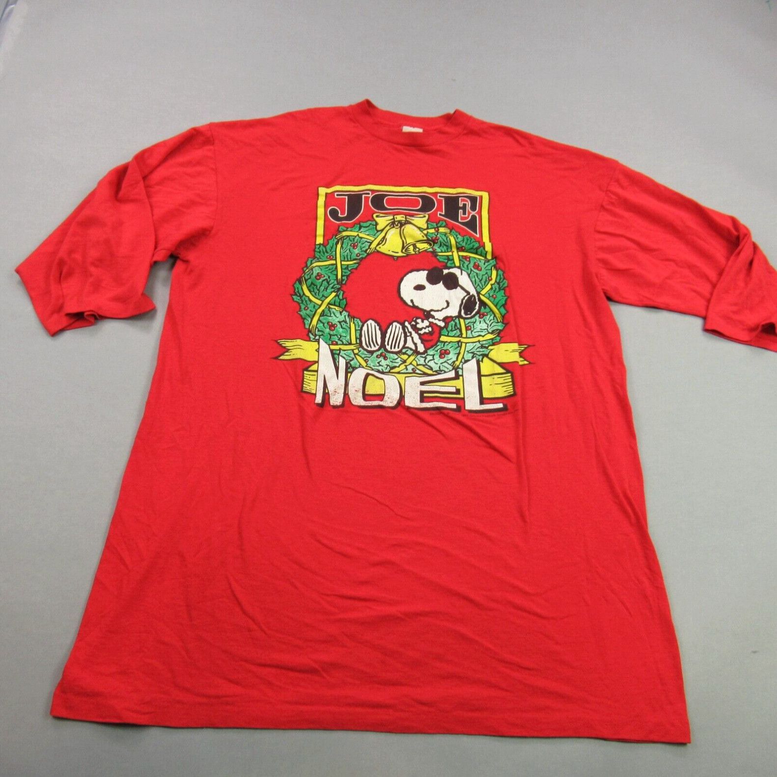 image of Joe Cool Mens Extra Large Red Vintage Snoopy Red 1971 Foster Single Stitch in White (Size XL)