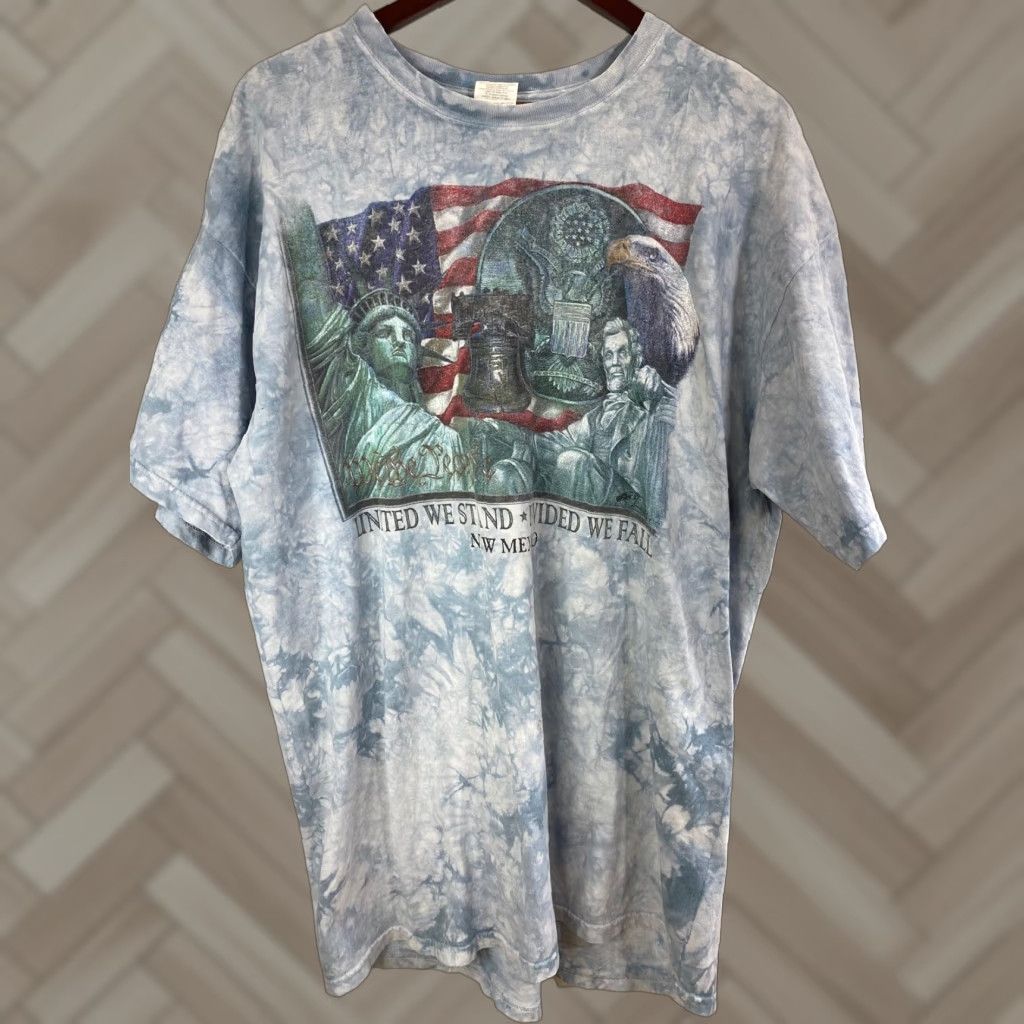 Gildan Gildan T-Shirt Mens XL Multicolor Tie Dye United We Stand Dived We Fall Crew Neck Fall 1958 #1958 Size US XL / EU 56 / 4 - 1 Thumbnail