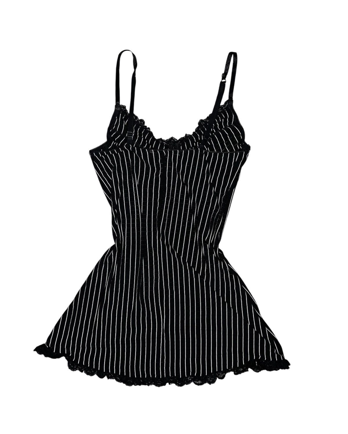 Japanese Brand Black striped with lace mini dress 🖤 Size M / US 6-8 / IT 42-44 - 2 Thumbnail