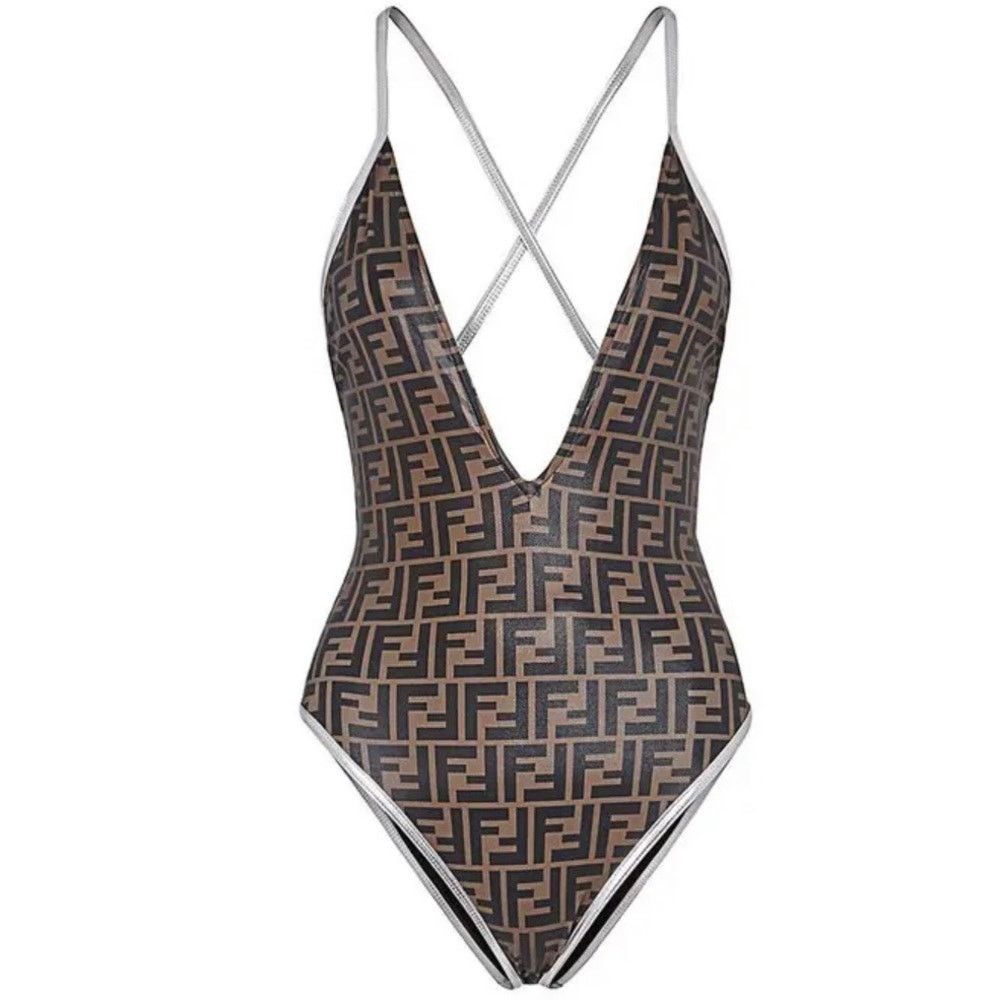 Fendi FF logo v neck swimsuit body suit Size S / US 4 / IT 40 - 1 Thumbnail