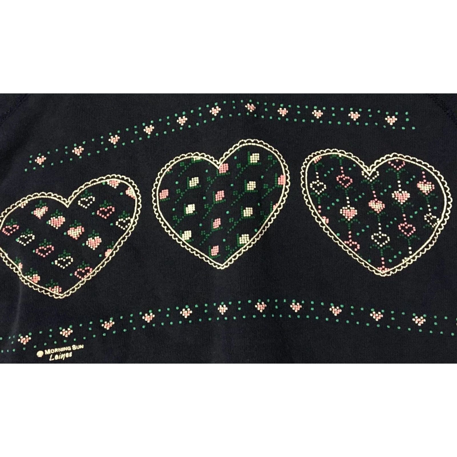 Vintage VINTAGE Morning Sun Heart Collared Sweatshirt M Navy/Blue 80s 90s Grunge Love USA Sports Baseball Basketball Hip Hop Retro College Nautical Flower Size US M / EU 48-50 / 2 - 2 Thumbnail