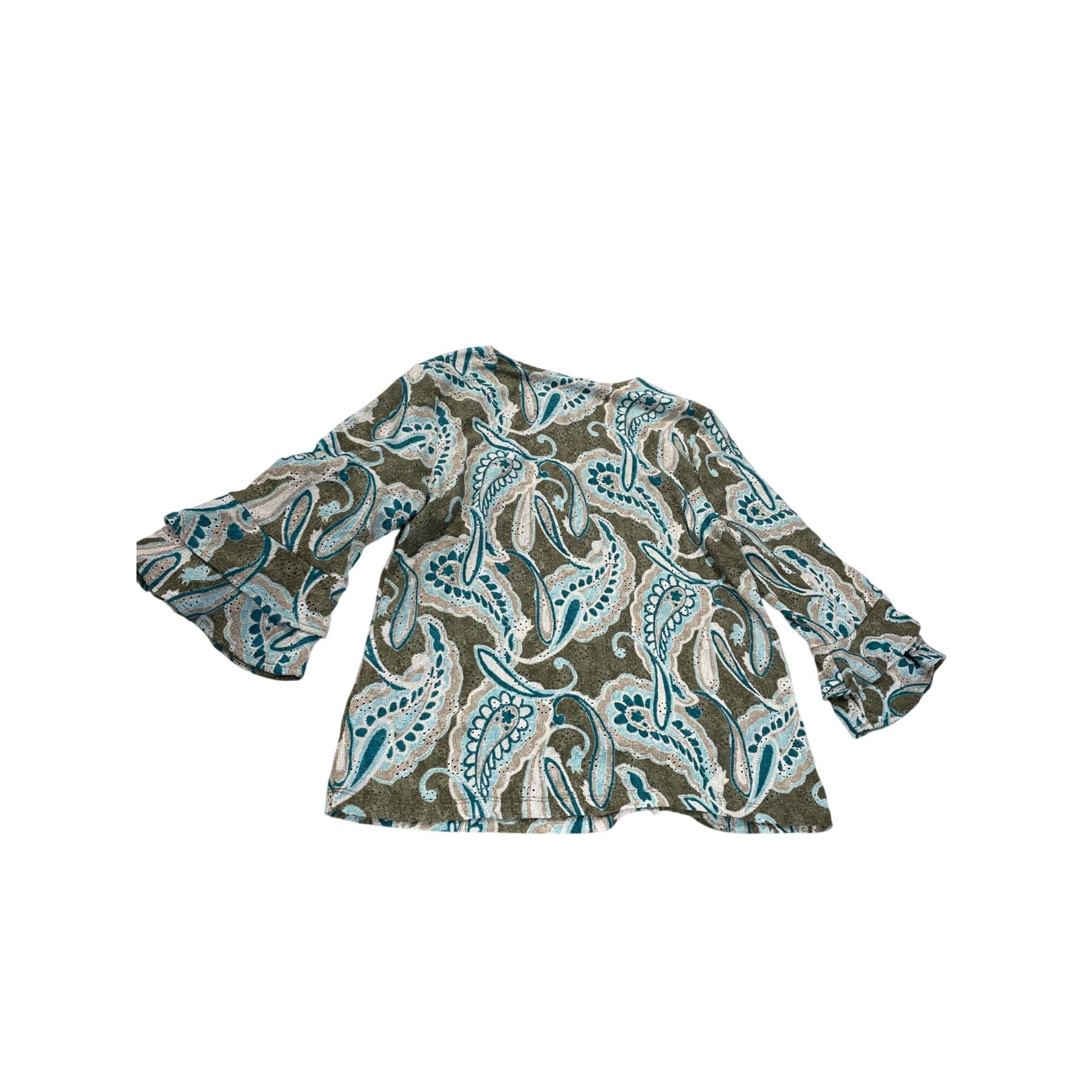 Chicos Chicos Womens Paisley Bell Sleeve Top Size 1 Green/Turquoise Size XS / US 0-2 / IT 36-38 - 9 Thumbnail