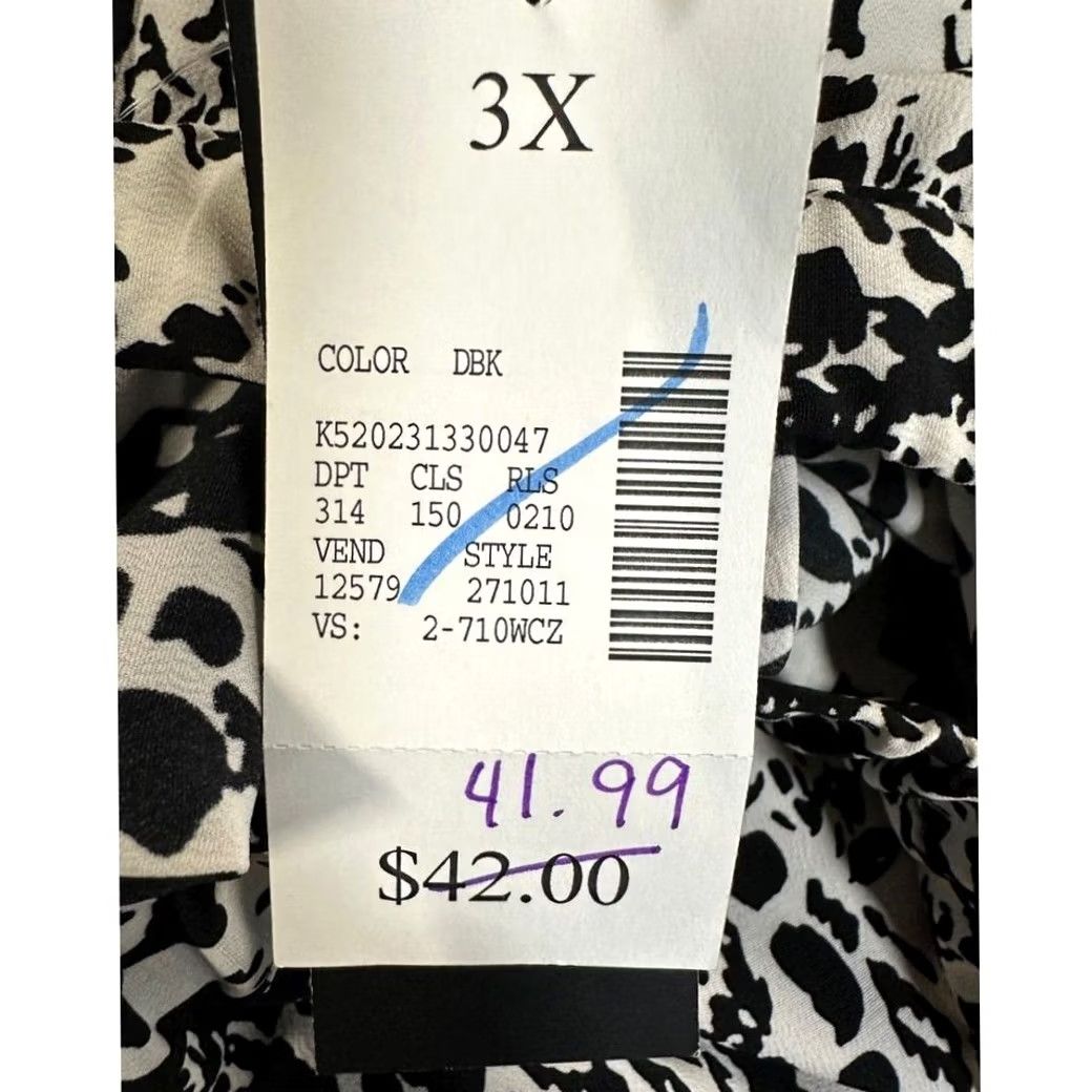 Vintage Maggie Barnes Skirt Maxi Pencil Womens 3X Plus Black White Leopard Pleated NEW Size 40" / US 18 - 4 Thumbnail