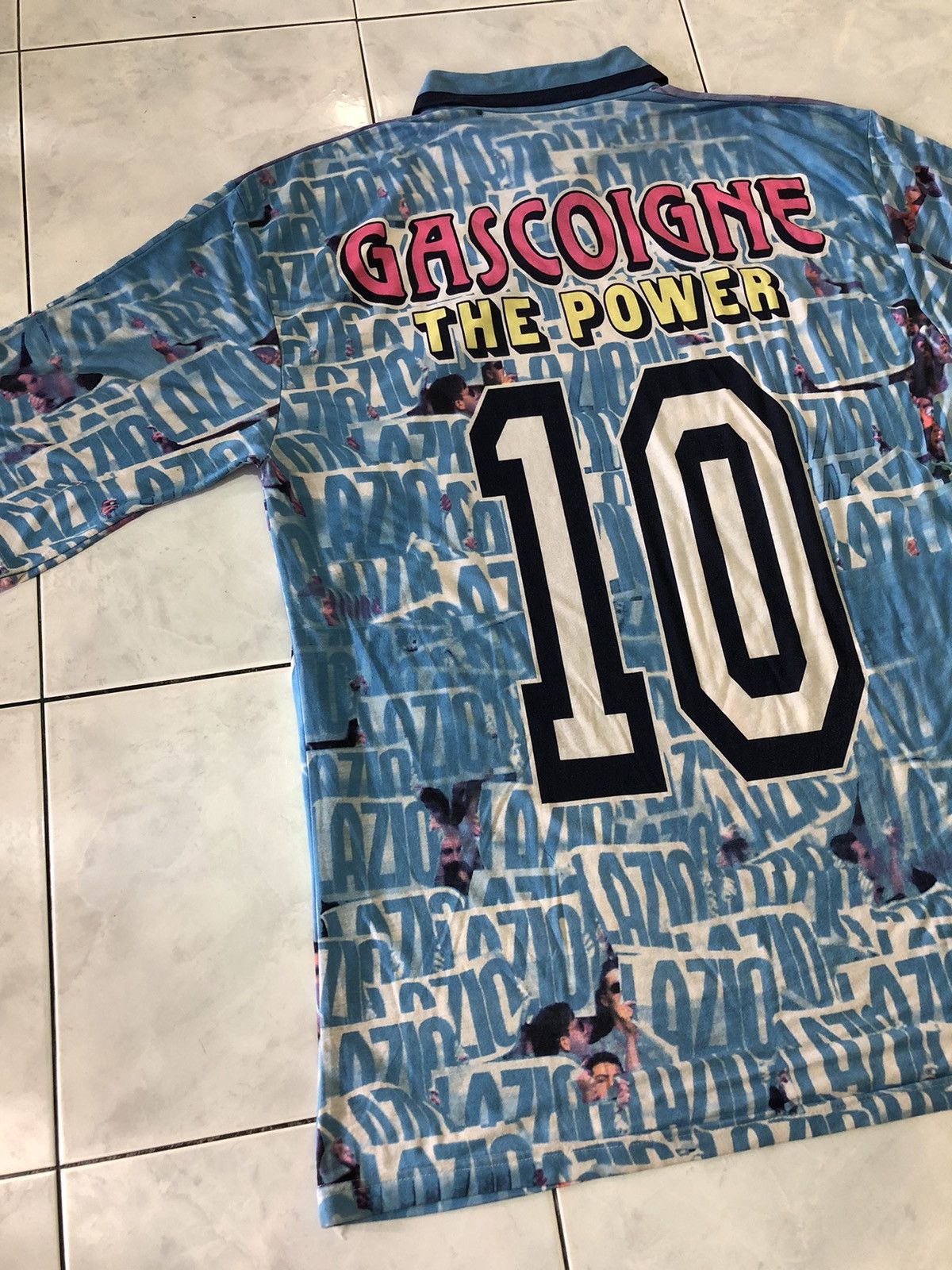 Vintage Vintage Lazio Gascoigne 10 THE POWER Gazza Polo Shirt Size US XXL / EU 58 / 5 - 11 Thumbnail