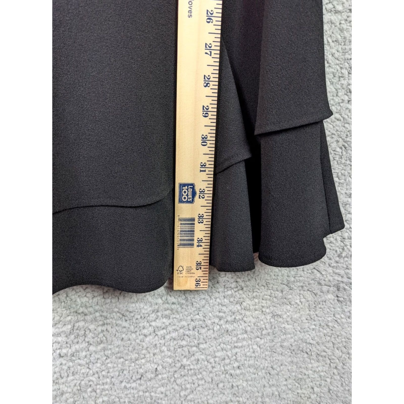 Vintage Eliza J Dress Shirt Womens Black Knee Length Scalloped Fit Flare Size 10 Sleeveless Crew Neck Knit Zip Lined Costume/Party/School/Office Size 32" / US 10 / IT 46 - 5 Thumbnail
