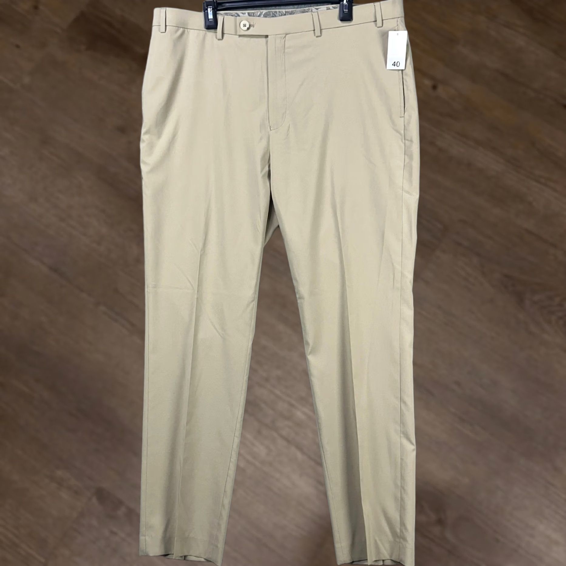 Banana Republic VINTAGE? (No) Banana Republic Gavin Mens Dress Pants 40X32 Tan Flat Front Straight Stretch NEW Size US 40 / EU 56 - 1 Thumbnail