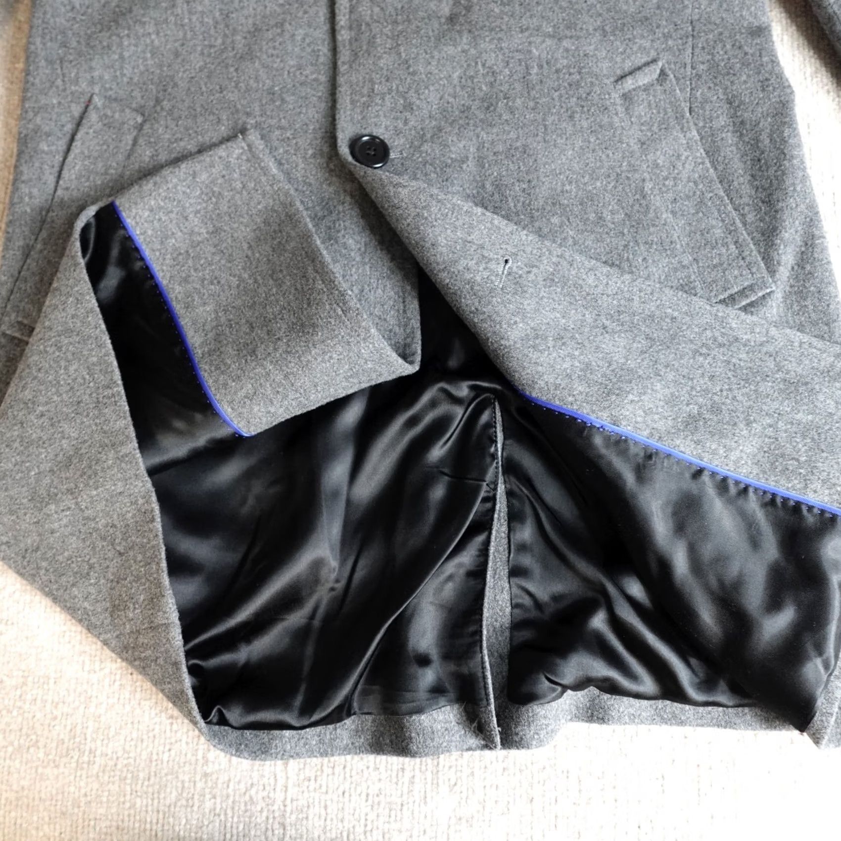 Vintage Tom James Topcoat 38R Gray Wool Overcoat Mens Size US XXS / EU 40 - 2 Thumbnail