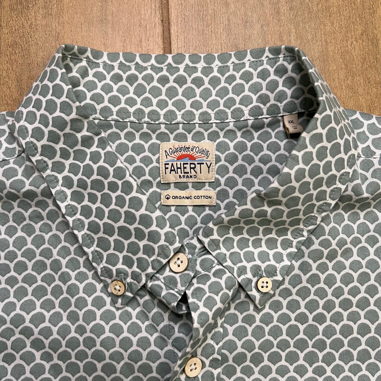 Faherty Faherty Brand Organic Cotton Button Up Shirt Mens XXL Green Size US XXL / EU 58 / 5 - 8 Thumbnail