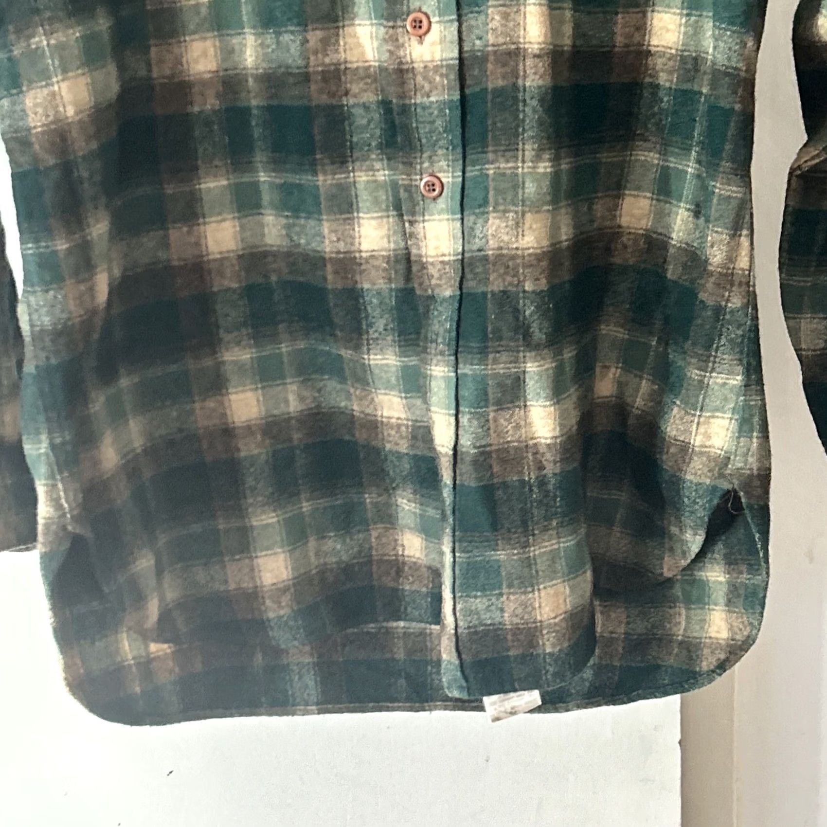 Pendleton VINTAGE Pendleton Shirt Men L Large Lined Collar Green Brown Tan No Moth Holes Size US L / EU 52-54 / 3 - 4 Thumbnail