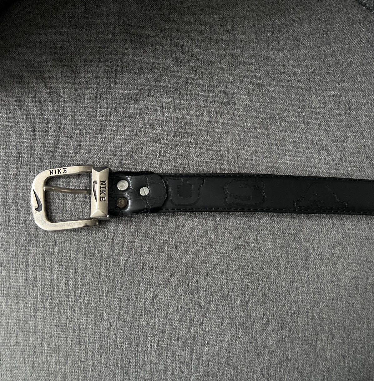 If Six Was Nine Vintage Nike Belt Leather 90s Y2K Logo Style USA Size ONE SIZE - 7 Thumbnail