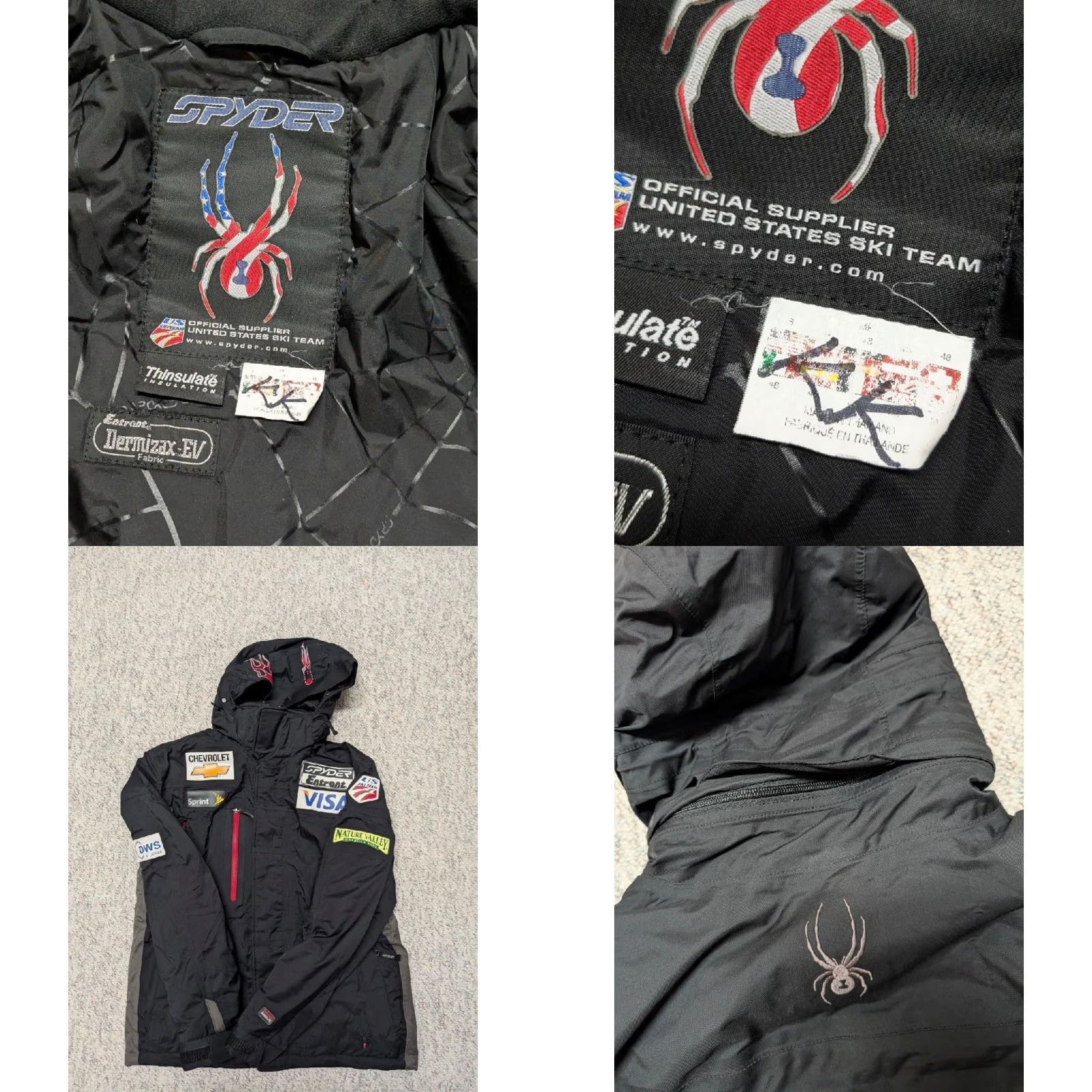 Spyder VINTAGE Spyder Jacket - USA Ski Team Coat S Black with SPONSORS Patches Hooded Mens XS? Size US S / EU 44-46 / 1 - 8 Thumbnail