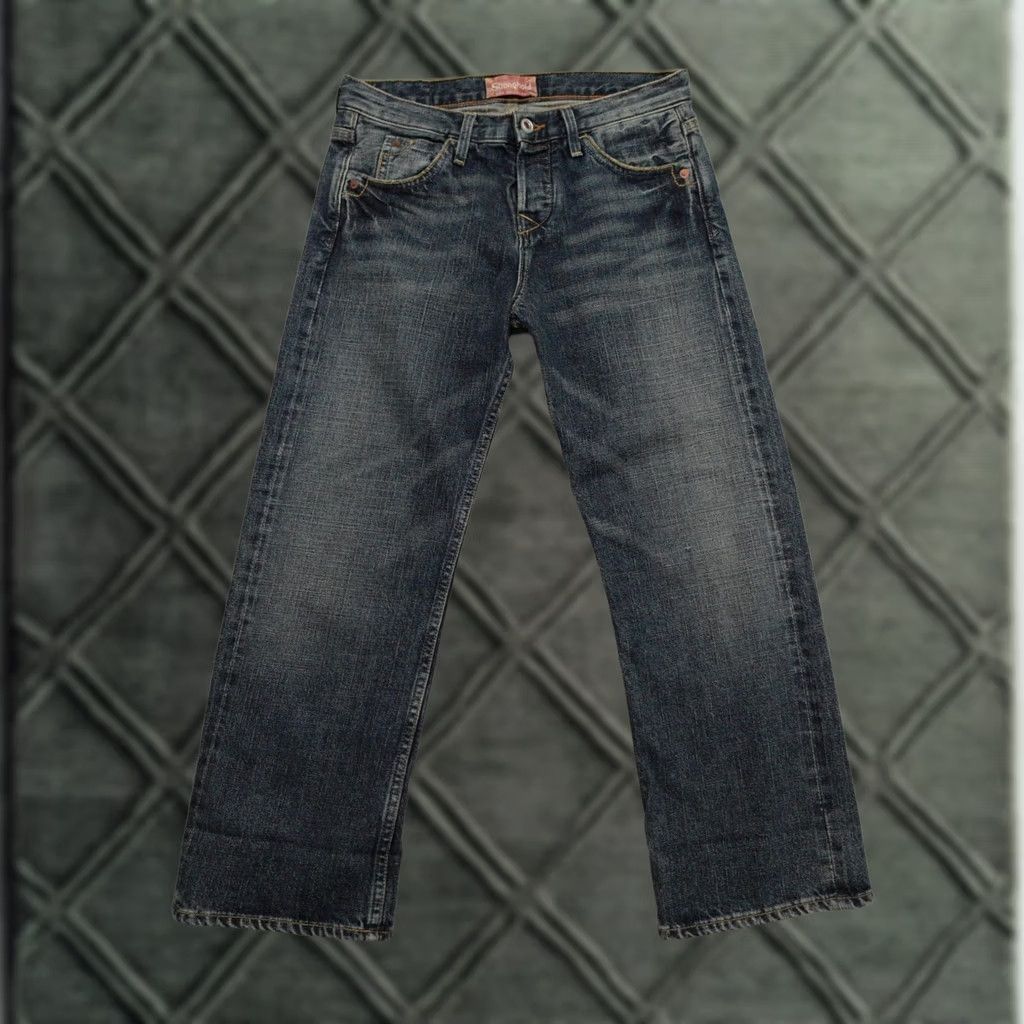 Vintage Stronghold Jeans Womens 25x25 Denim Button Fly Selvage Made In USA Blue 25x25 USA Selvage Jeans Womens size 25x25 Distressed? Size 42" / US 20 - 1 Thumbnail