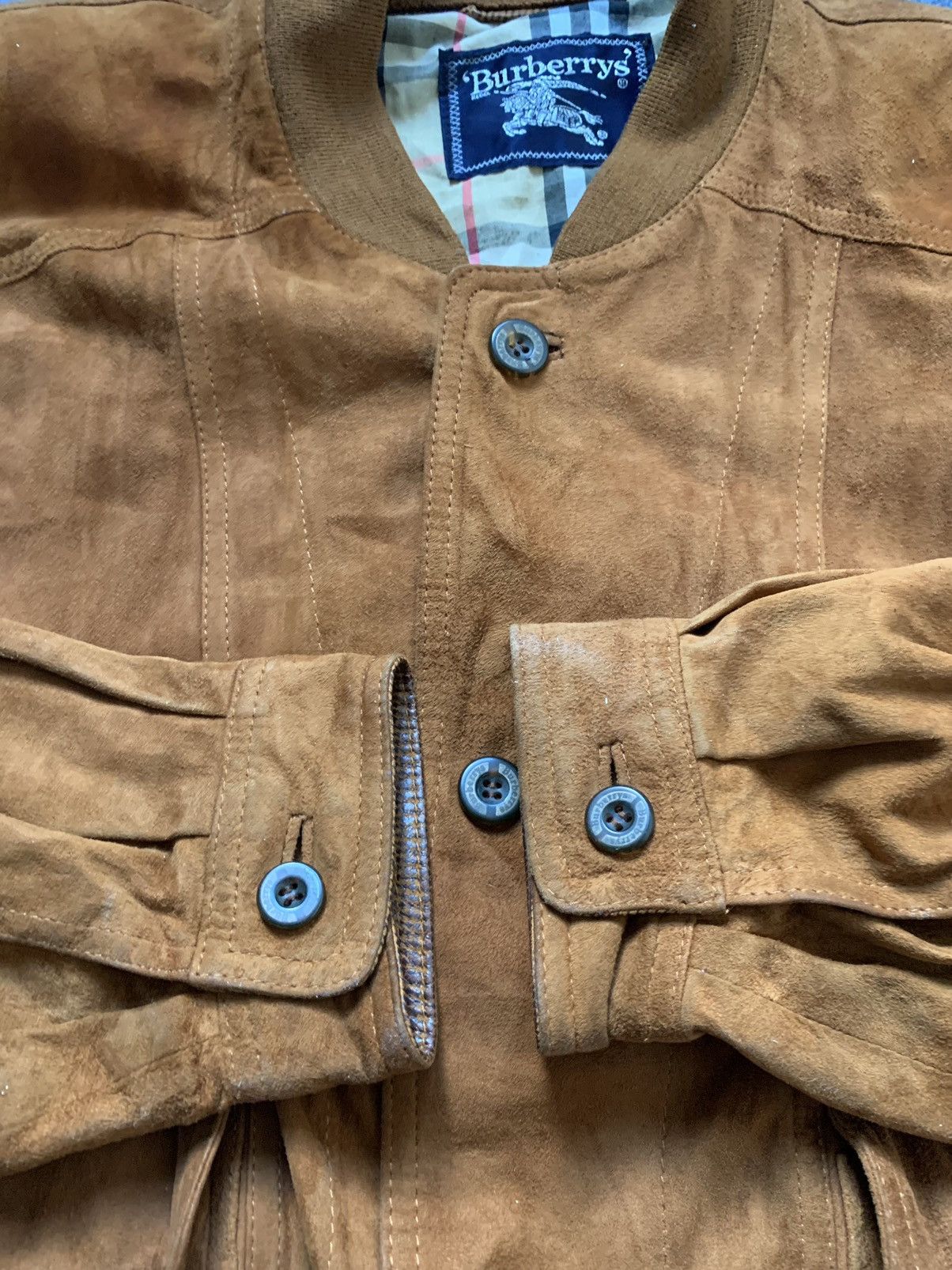 Burberry × Vintage Vintage burberrys suede leather check brown bomber jacket Size US L / EU 52-54 / 3 - 7 Thumbnail