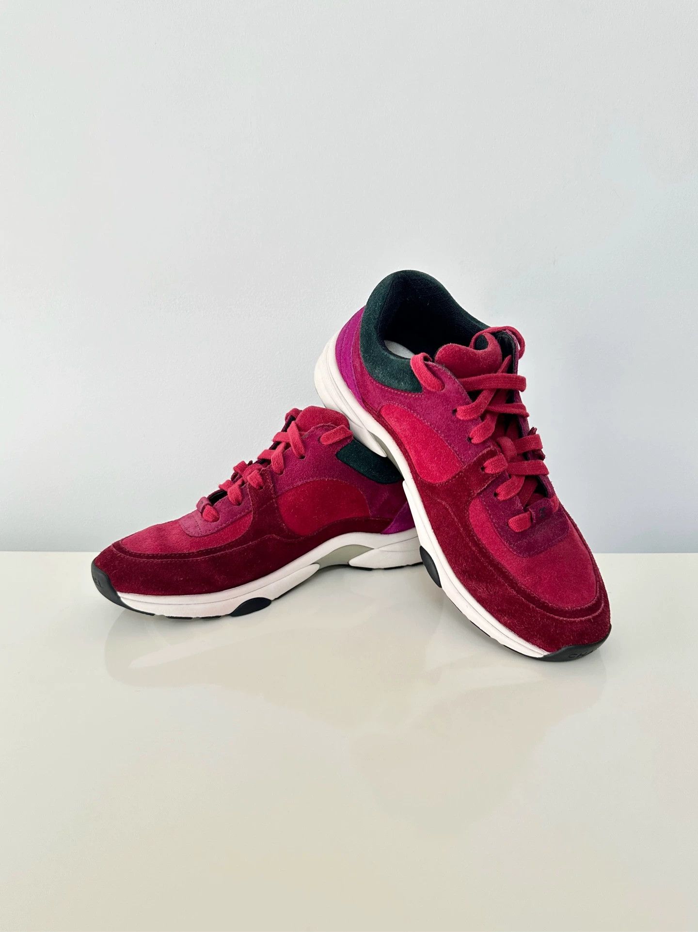 Chanel CHANEL round-toe lace-up low-top wmn burgundy Size US 5 / IT 35 - 7 Thumbnail