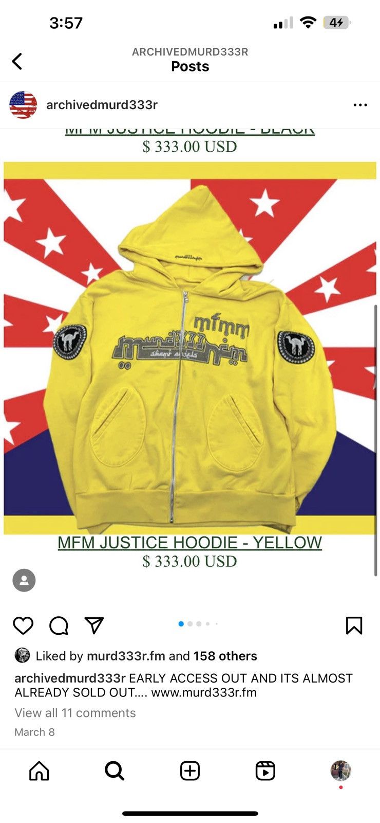Designer × Japanese Brand × murd333r.fm Murd333r.Fm ‘🎫Yellow🎫’ (Swamp Angels) 🦟Hoodie Size US S / EU 44-46 / 1 - 3 Thumbnail