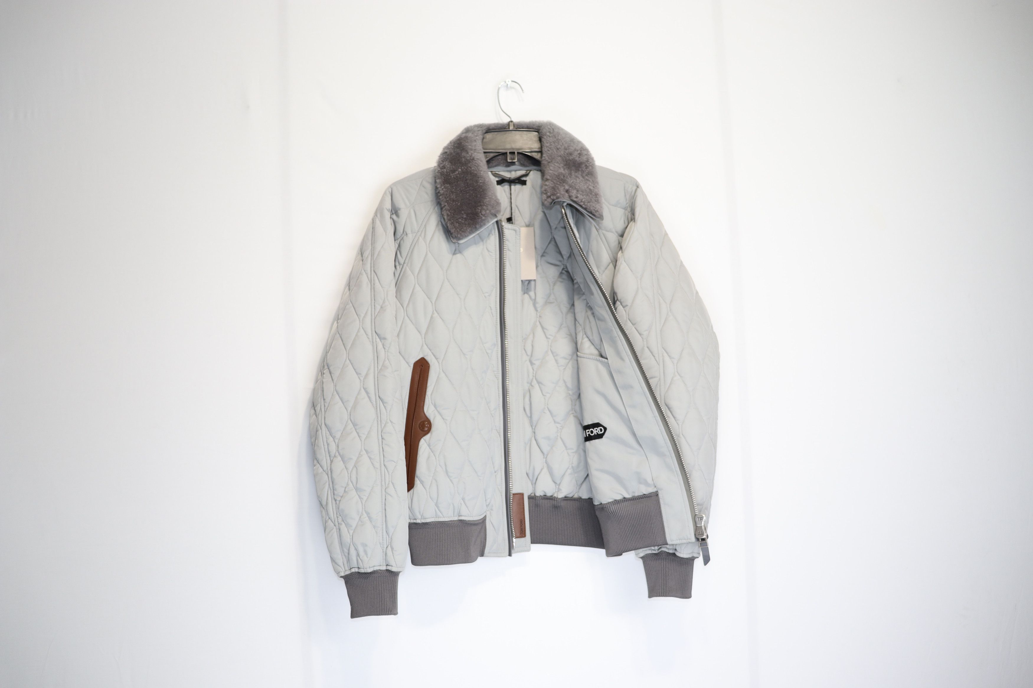 Tom Ford o1rshd1 Quilted Padded Blouson Jacket With Shearling Collar Size US M / EU 48-50 / 2 - 6 Thumbnail