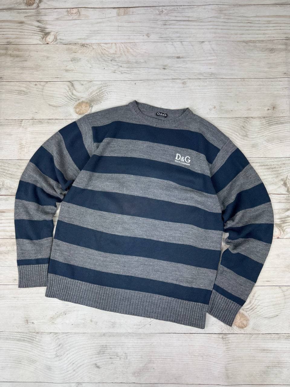 Dolce & Gabbana Vintage Dolce Gabbana Big Logo Knit Sweater Striped Size US M / EU 48-50 / 2 - 1 Thumbnail