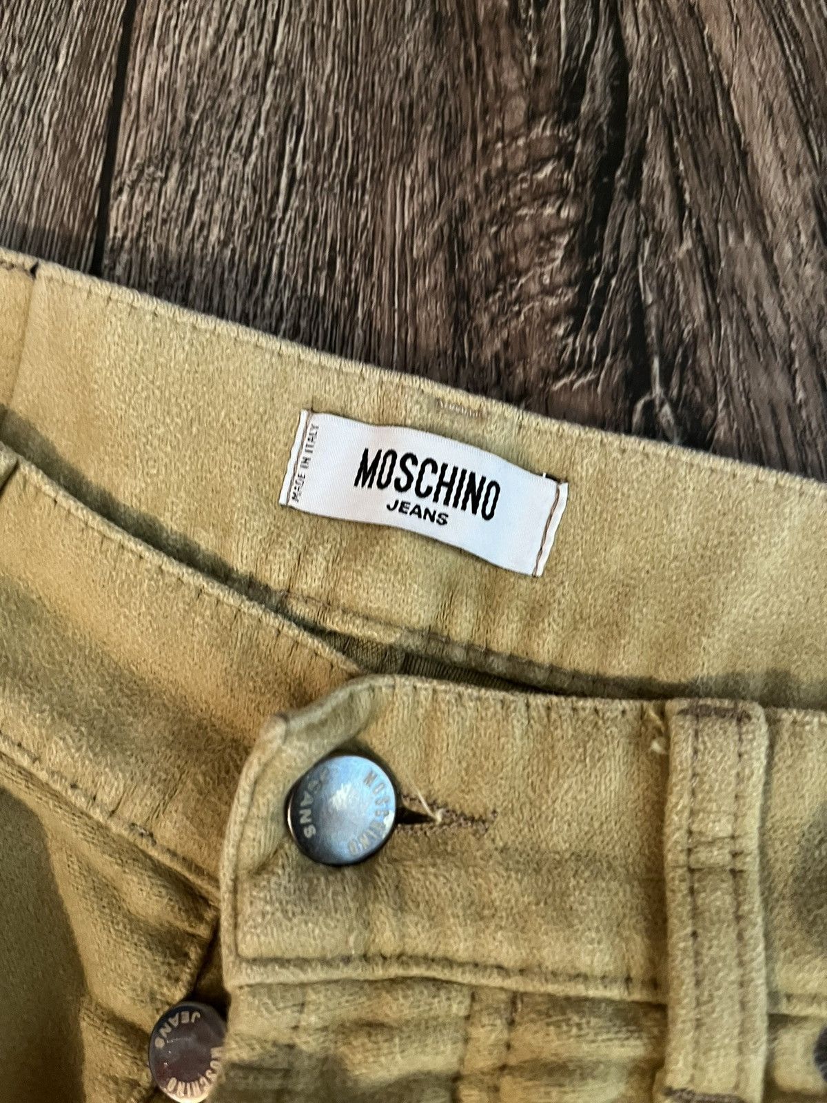 Moschino Vintage 90s Moschino Peace Logo Velour Jeans Made in Italy Size US 34 / EU 50 - 3 Thumbnail