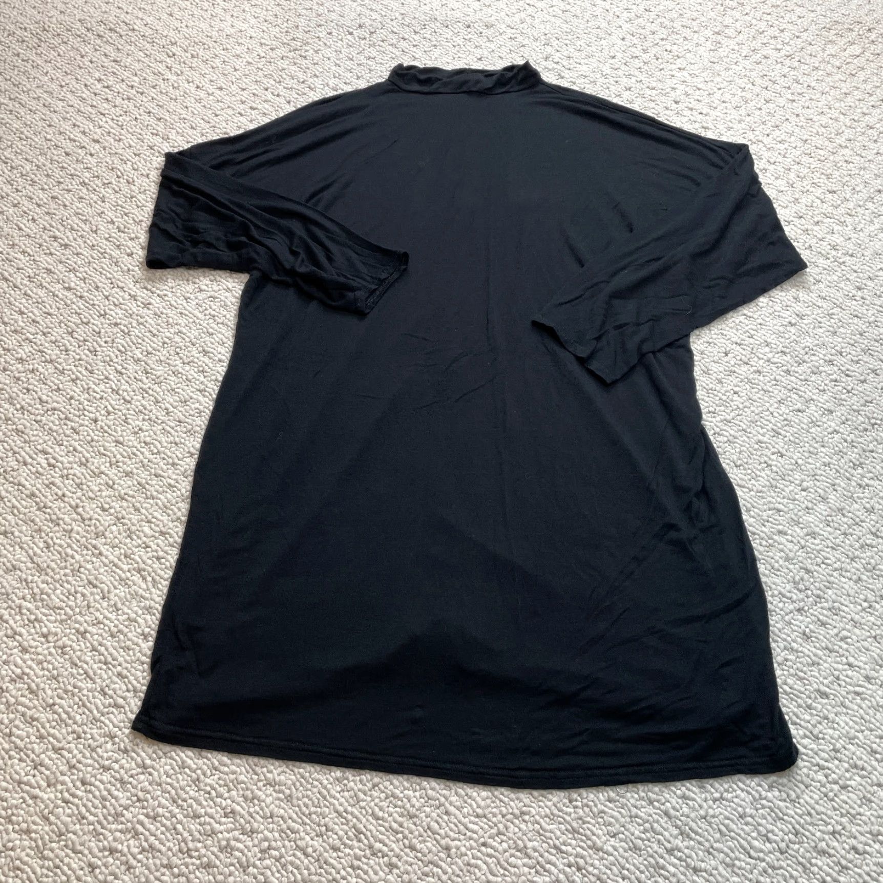 Boohoo VINTAGE Boohoo Shirt Dress Womens 14 Black Long Sleeve Mock Neck Rayon Spandex Jersey Knee Dress Solid Size XL / US 12-14 / IT 48-50 - 2 Thumbnail